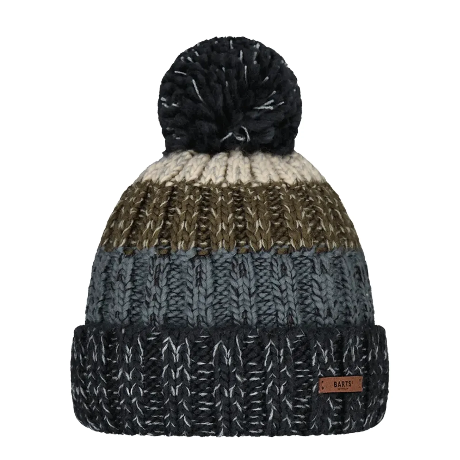 Barts Mens Wilhelm Cuffed Mixed Knit Knitted Bobble Hat - Image 11