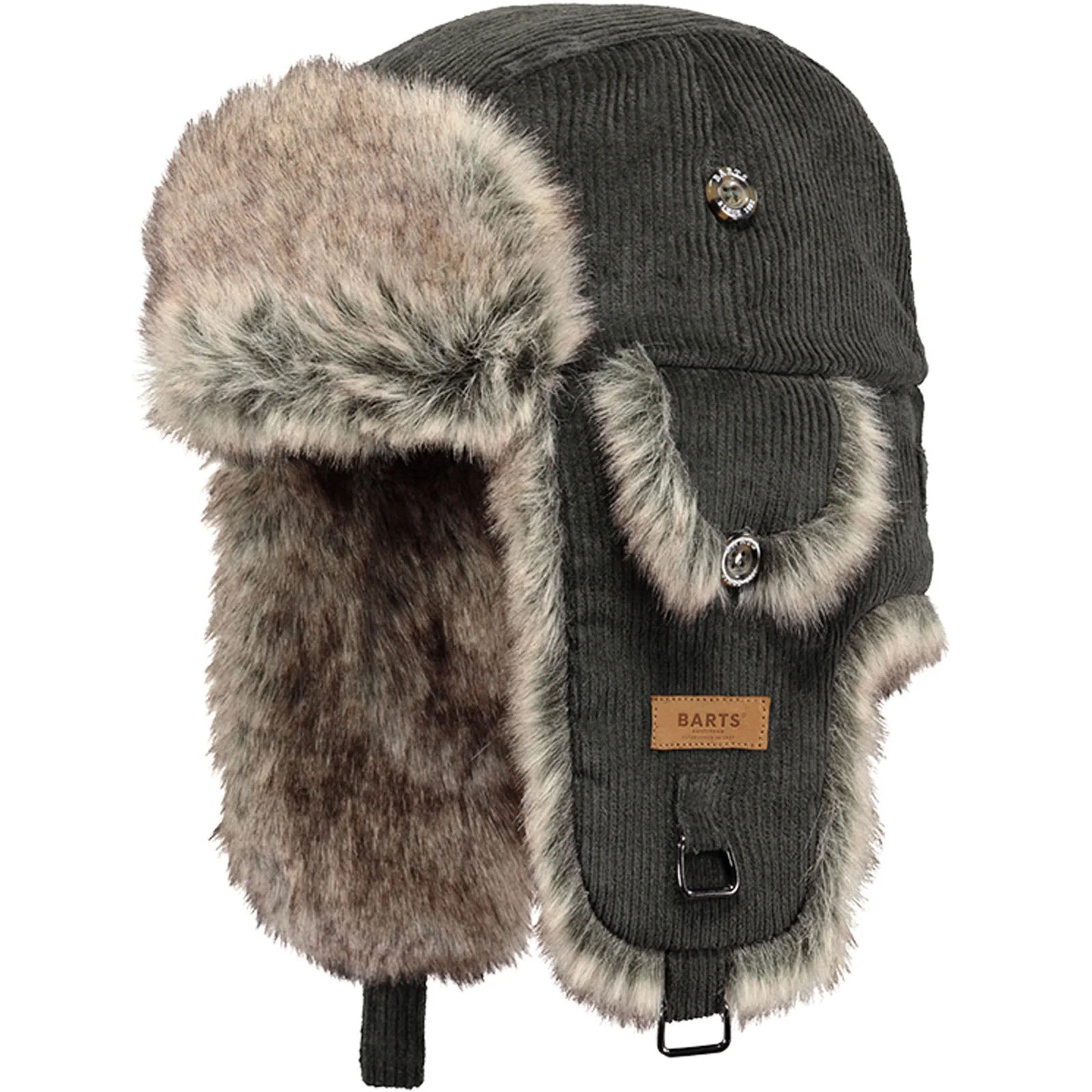 Barts Rib Cord Faux Fur Lining Strap Bomber Hat - Image 3