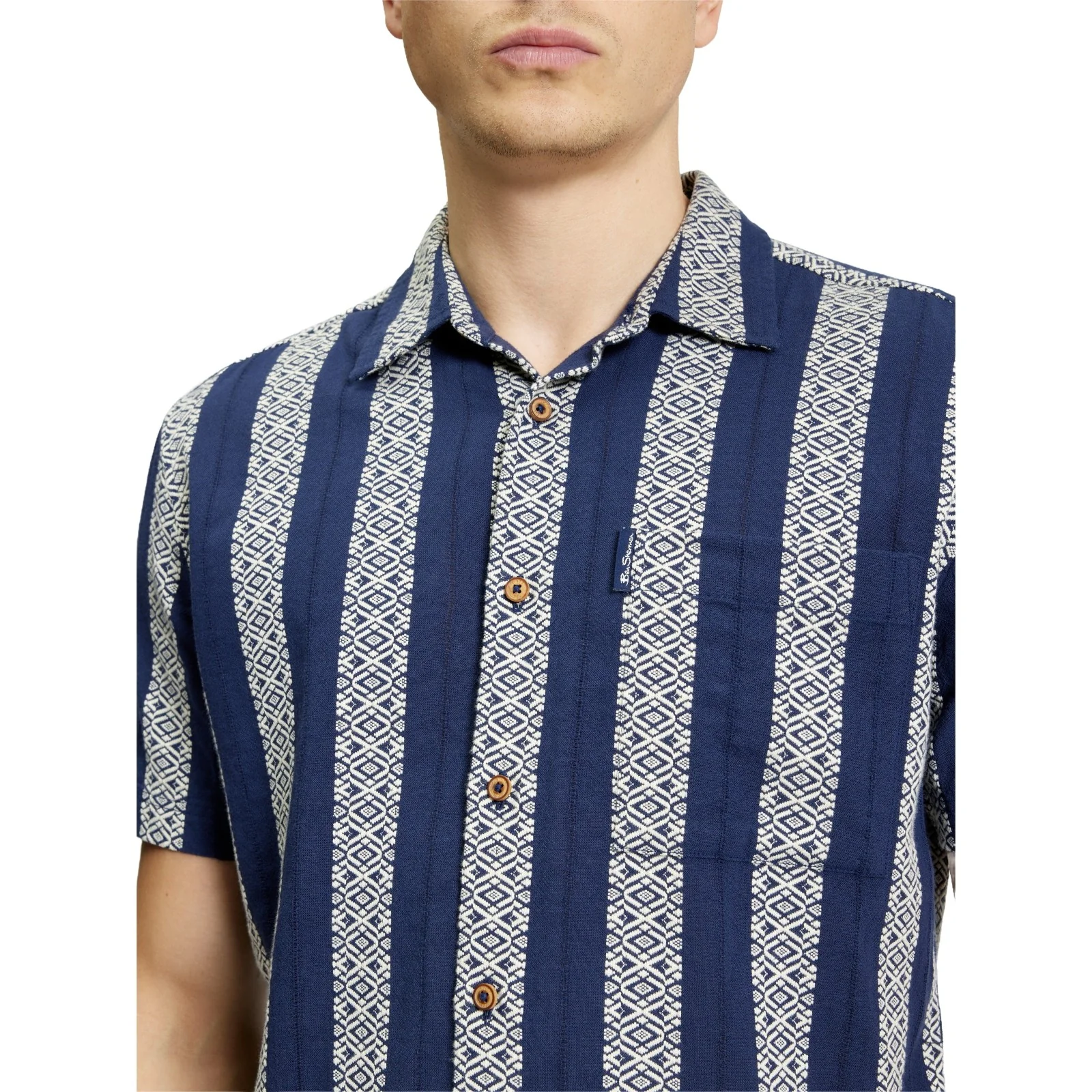Ben Sherman Mens Block Geo Jacquard Short Sleeve Shirt - Image 3