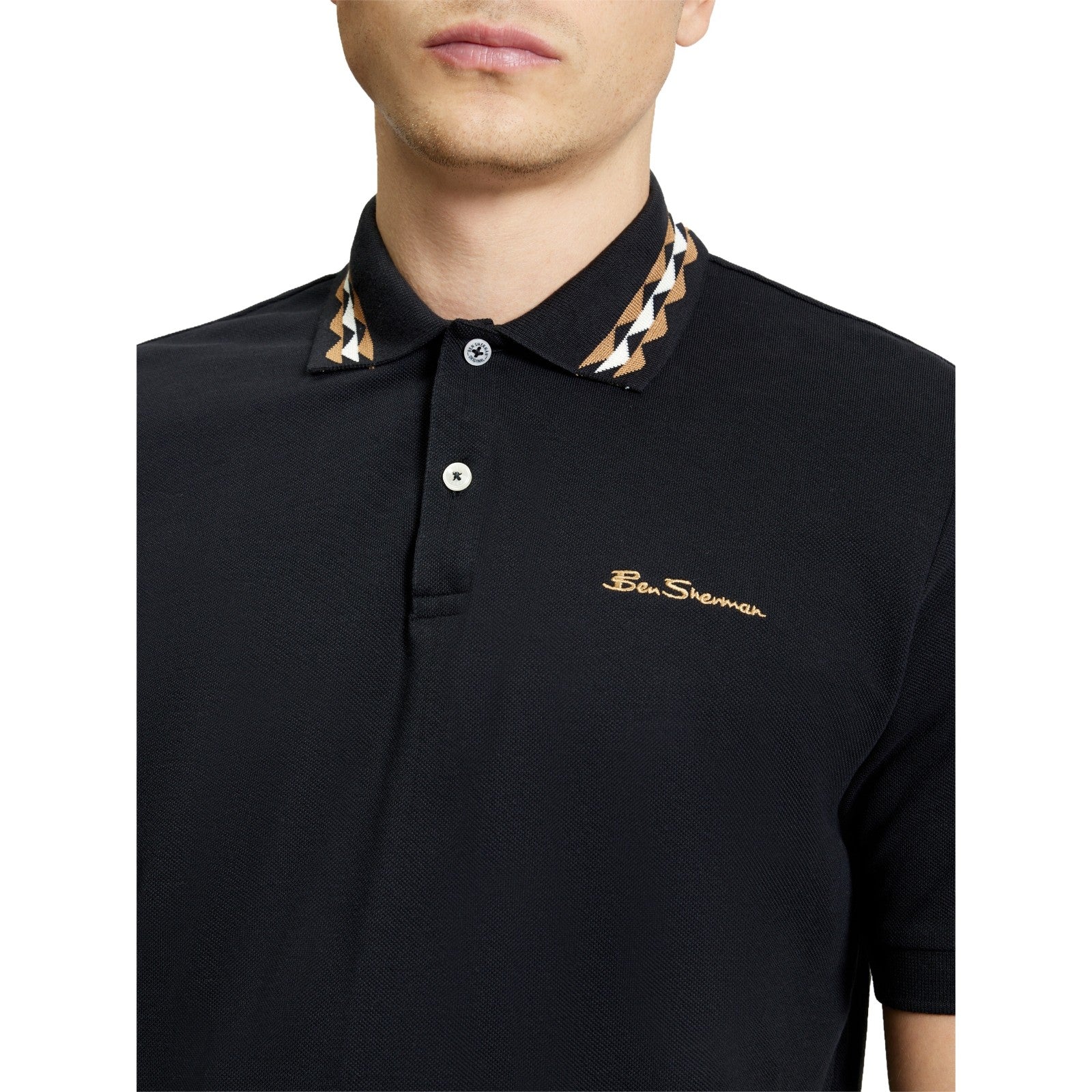 Ben Sherman Mens Collar Interest Short Sleeve Polo Shirt - Image 7