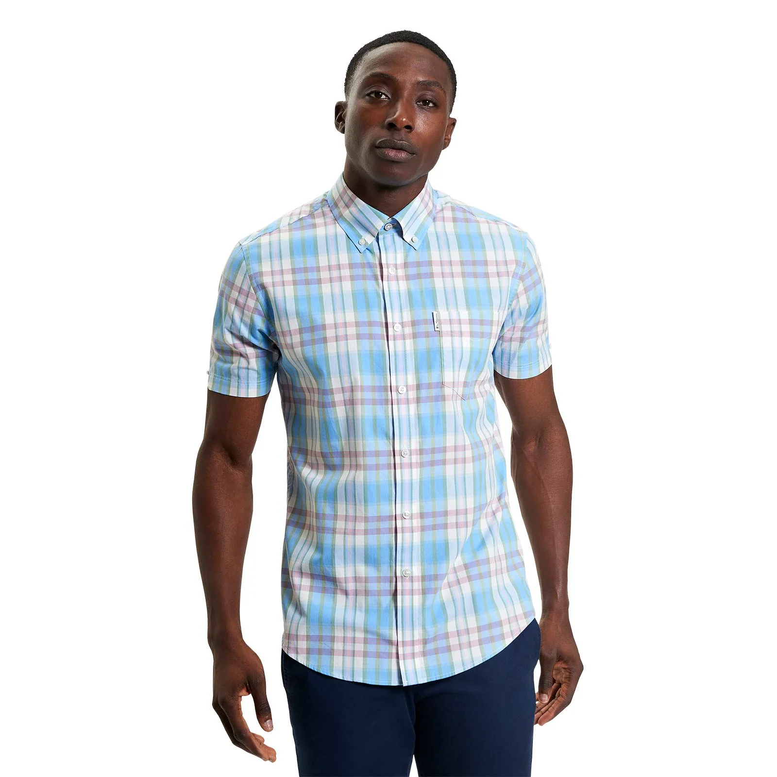 Ben Sherman Mens Irregular Check Big & Tall Short Sleeve Shirt - Image 3