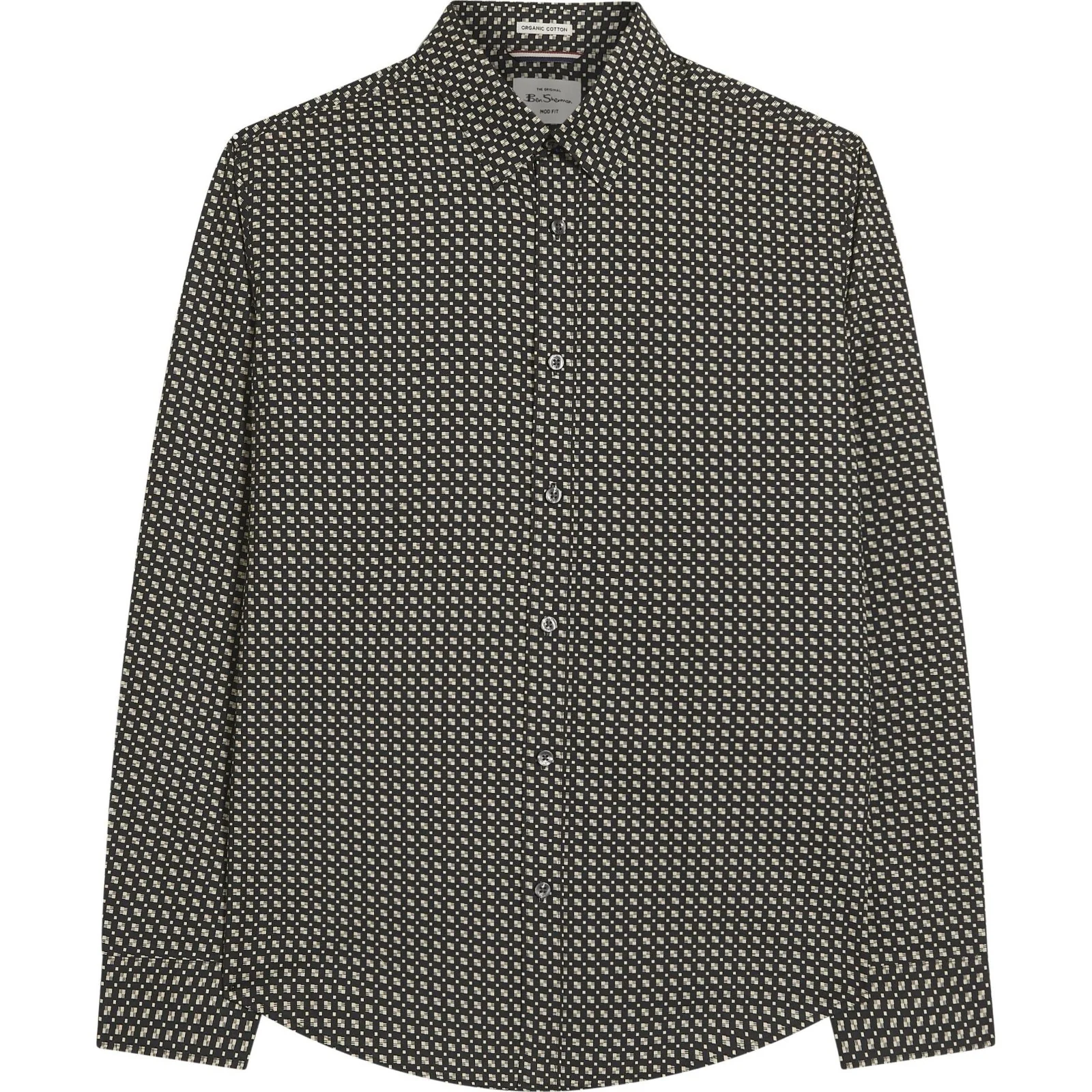 Ben Sherman Mens Mono Block Print Long Sleeve Shirt - Image 5