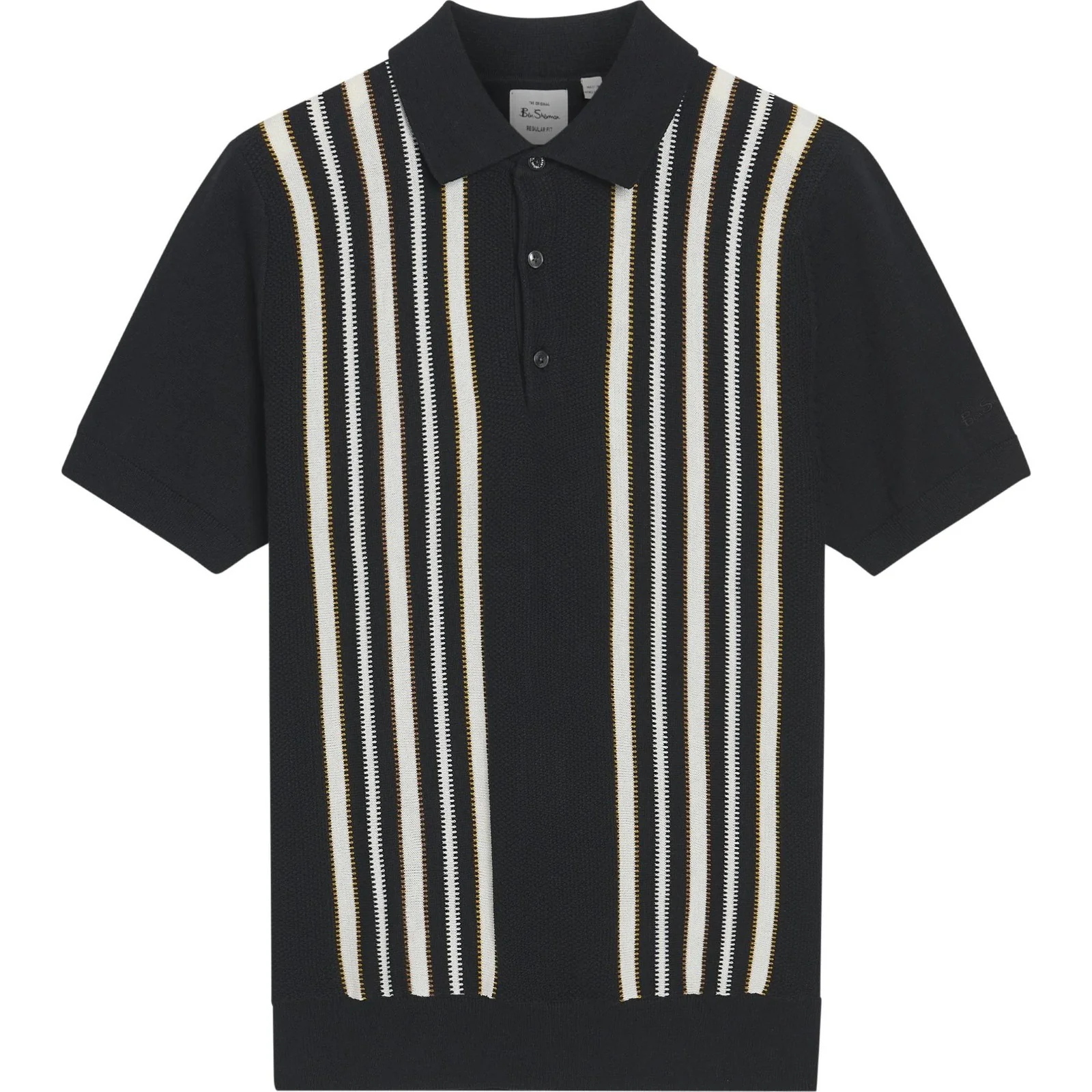 Ben Sherman Mens Placement Stripe Short Sleeve Polo Shirt - Image 5