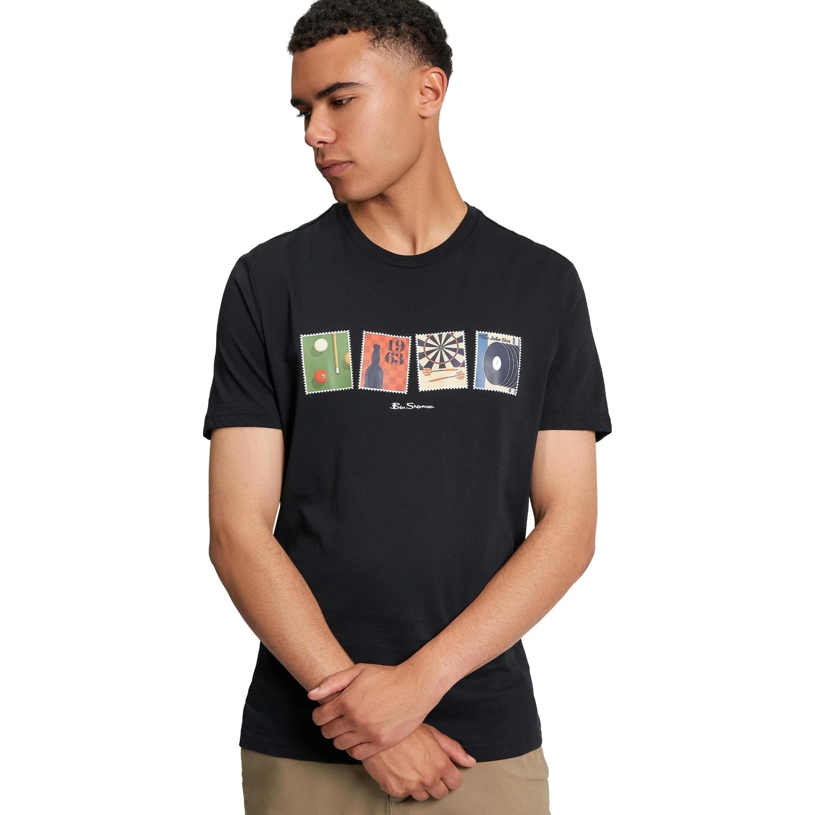 Ben Sherman Mens Pub Sports Graphic Short Sleeve T-Shirt