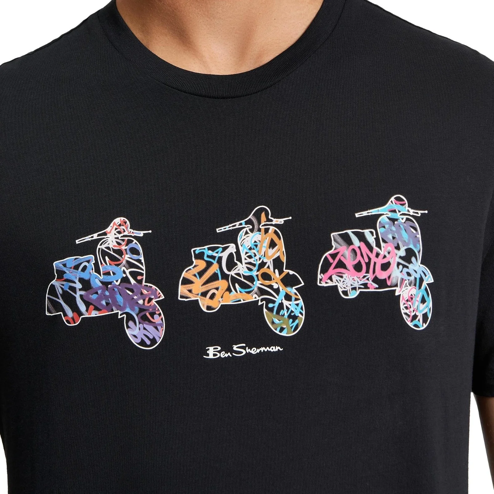 Ben Sherman Mens Scooter Spray Graphic Short Sleeve T-Shirt - Image 4
