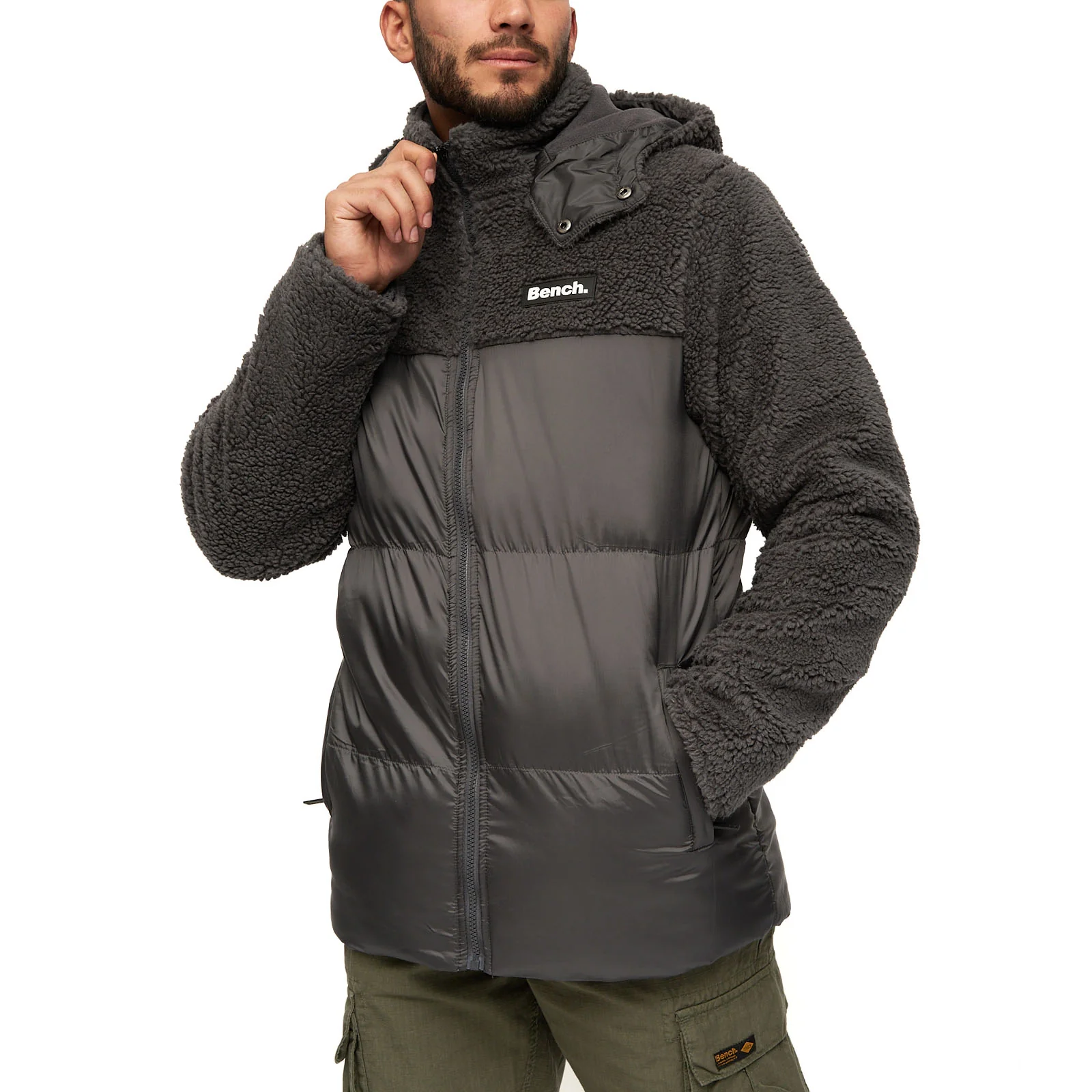 Bench Mens Detta Padded Contrast Sherpa Hooded Jacket - Image 7