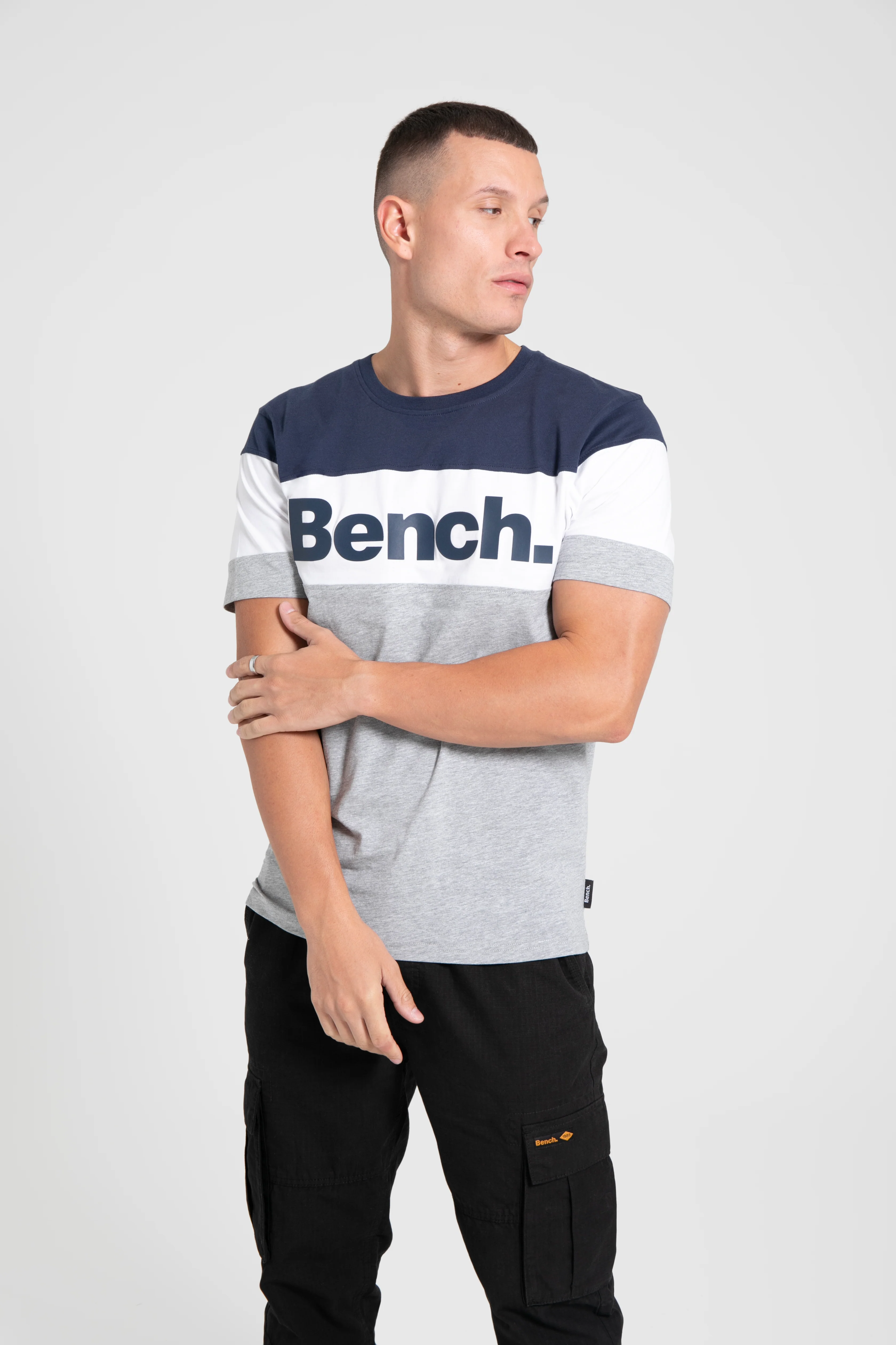 Bench Mens Tolkien Cut & Sew Logo Panel Short Sleeve T Shirt - Image 8