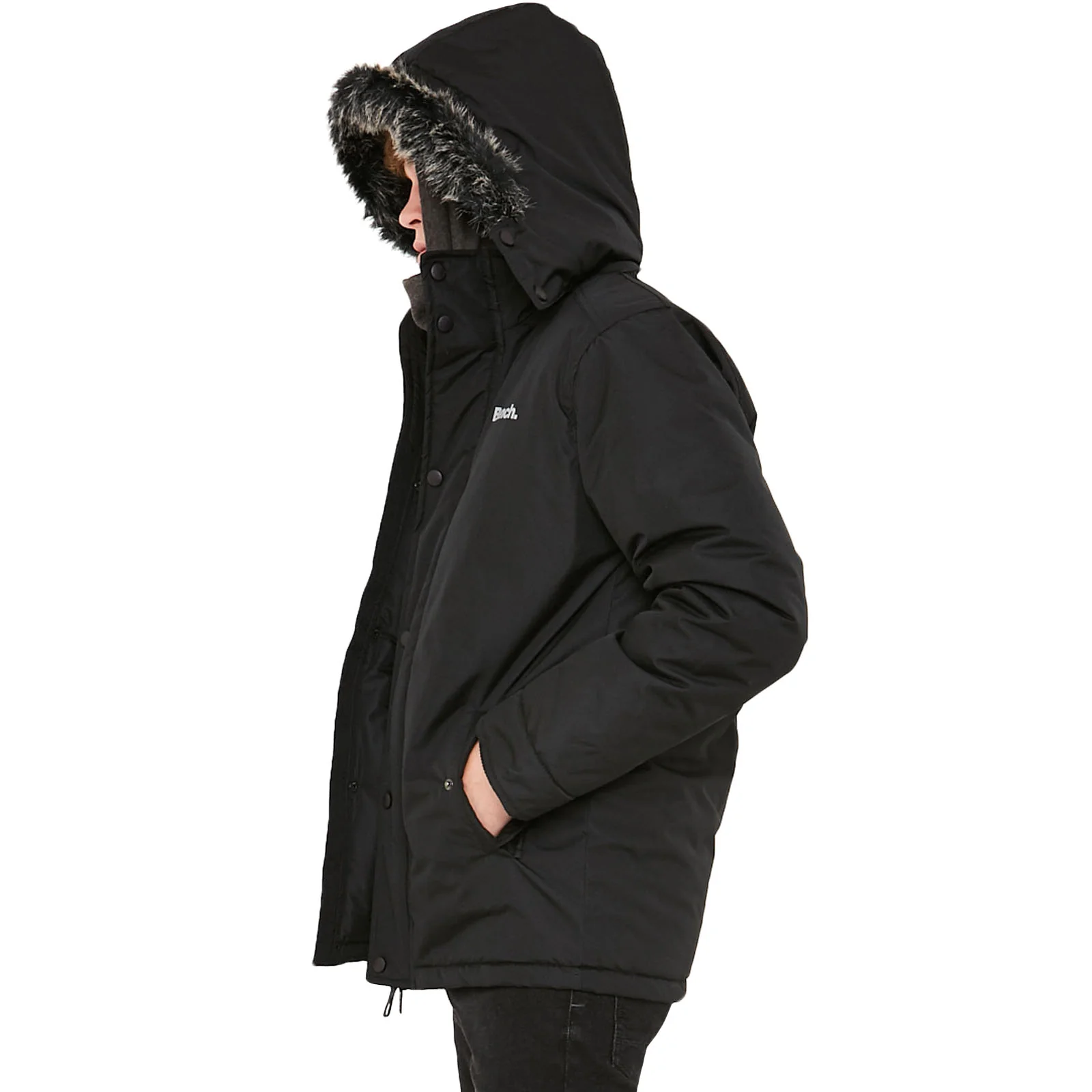 Bench Mens Tonne Faux Fur Hooded Parka Jacket - Black - Image 3