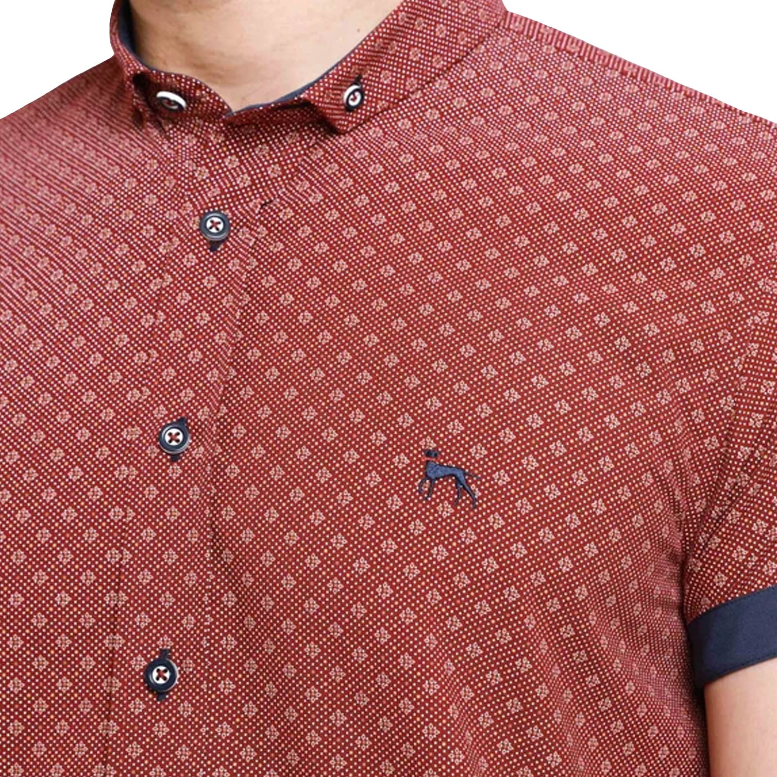Bewley Ritch Mens Bushell Big Tall Geo Print Shirt - Burgundy - Image 3