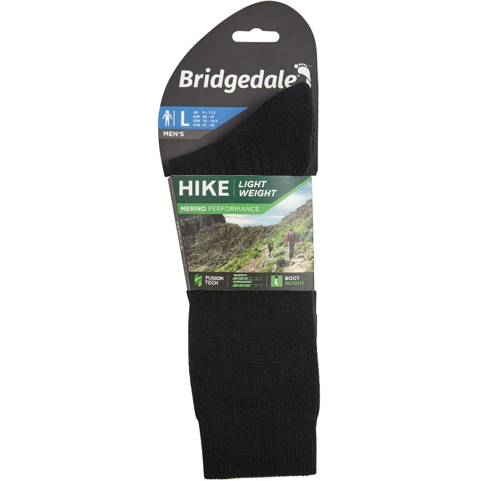 Bridgedale Mens Hike Lightweight Merino Performance Socks - Black - Image 3