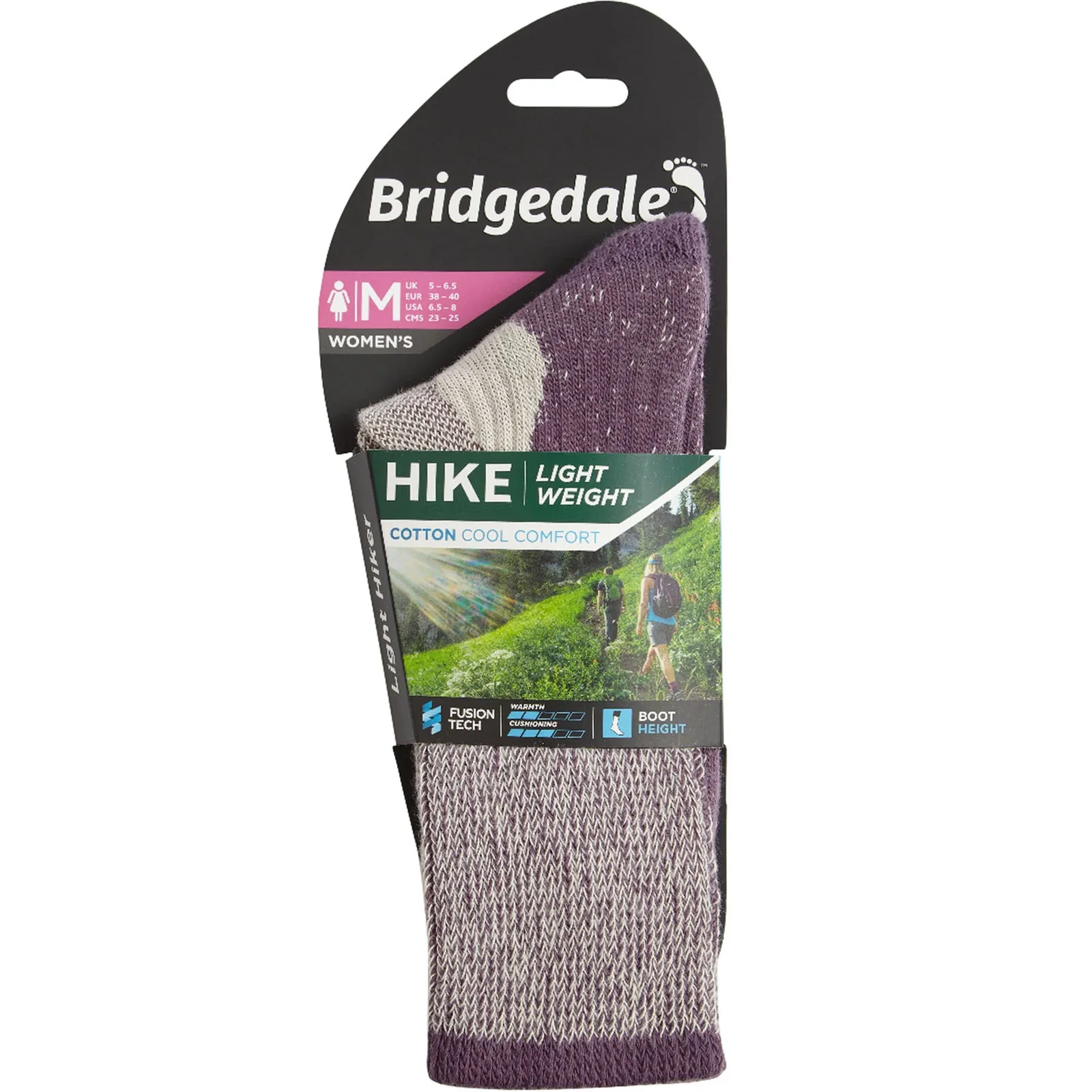 Bridgedale Womens Lightweight Coolmax Comfort Walking Socks - Plum - Image 3