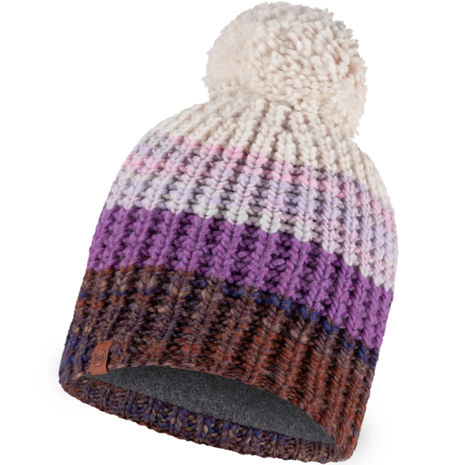 Buff Unisex Knitted Fleece Lined Bobble Hat - Image 3