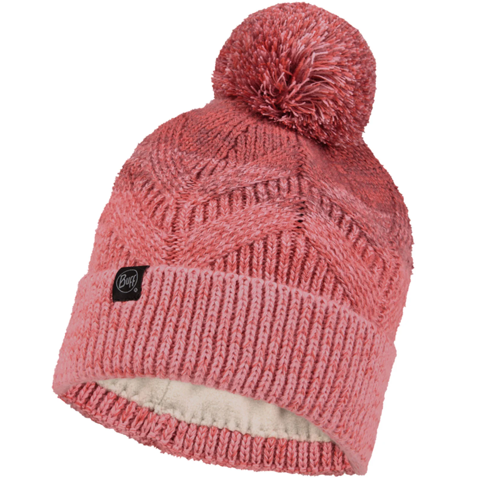 Buff Unisex Knitted Fleece Lined Bobble Hat - Image 3