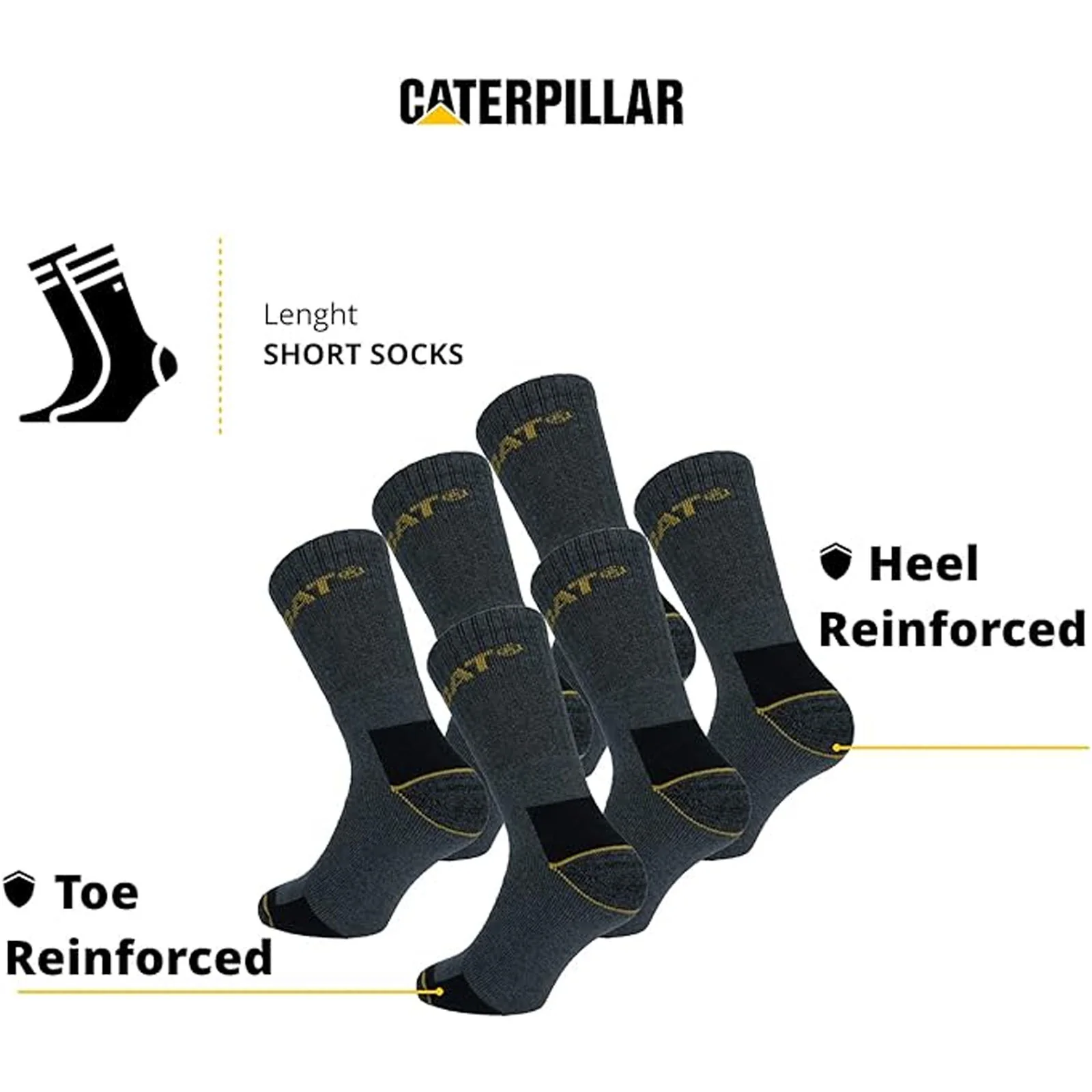 CAT Caterpillar Mens Heavy Duty Socks - Charcoal - Image 4