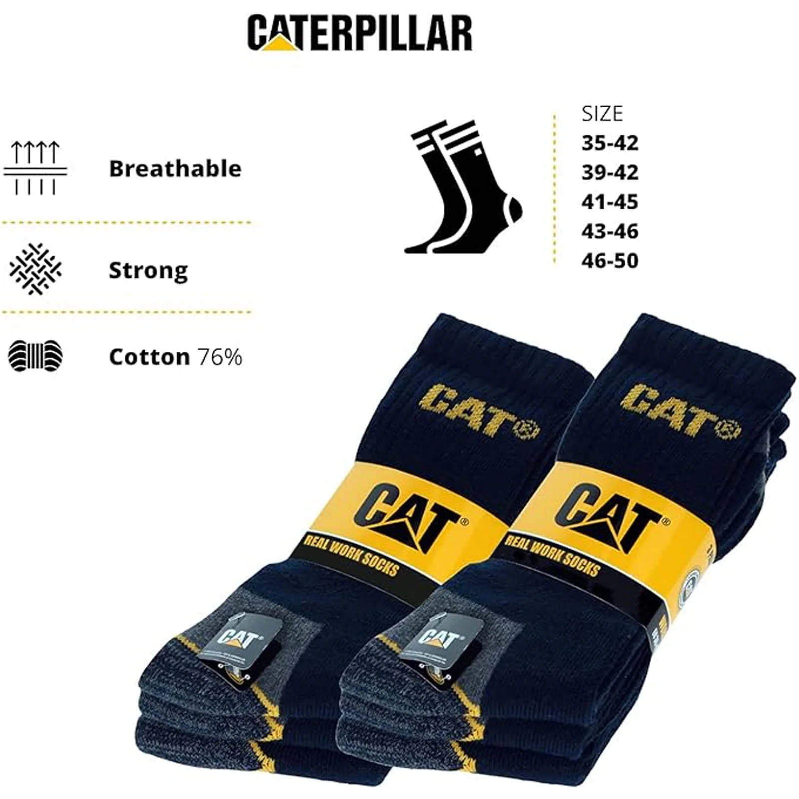 CAT Caterpillar Mens Heavy Duty Socks - Navy - Image 5