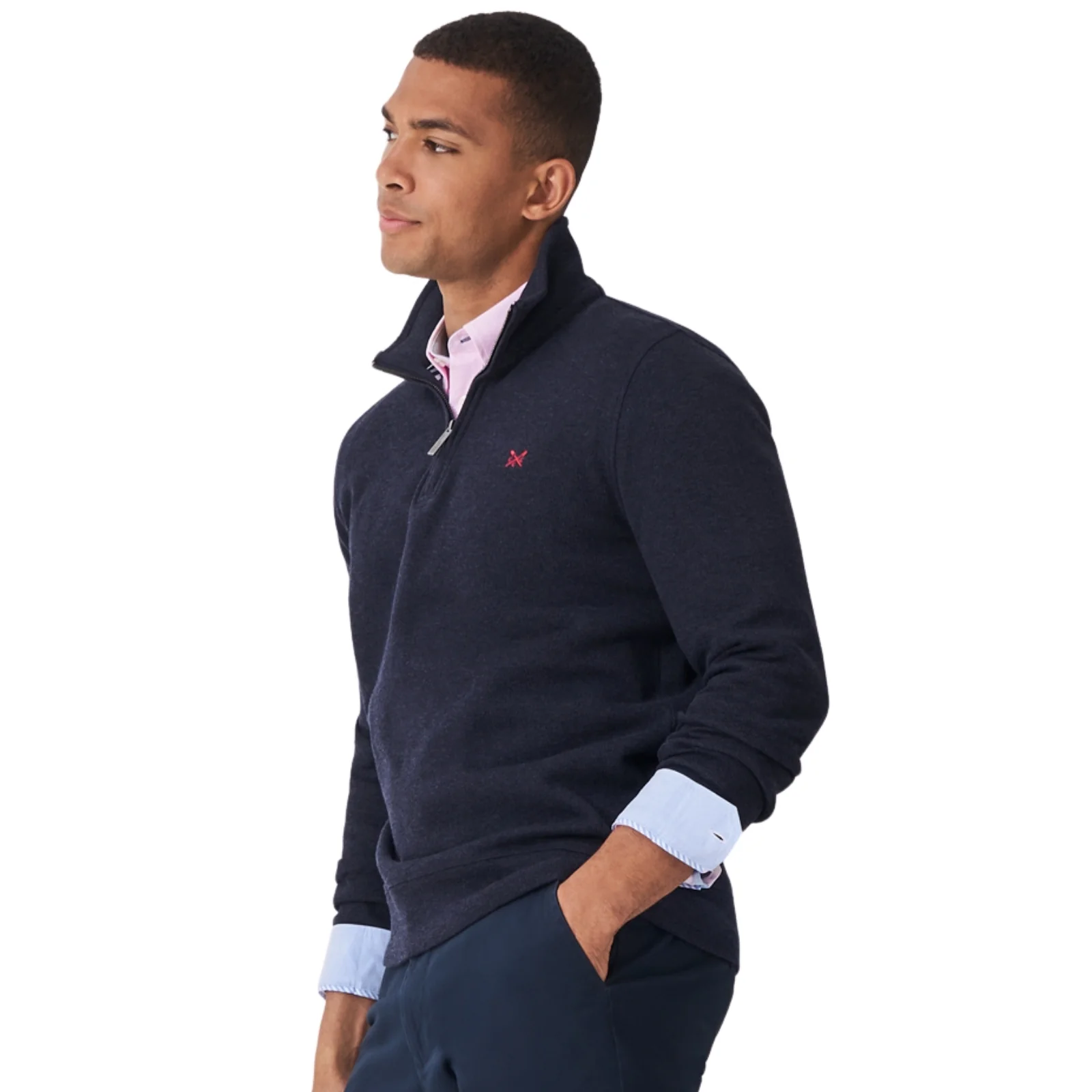 Crew Clothing Mens French Rib Half Zip Sweatshirt - Image 3