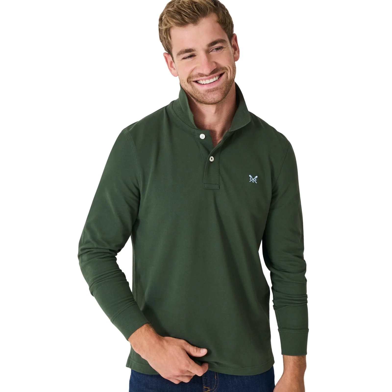 Crew Clothing Mens Pique Long Sleeve Polo Shirt - Image 2