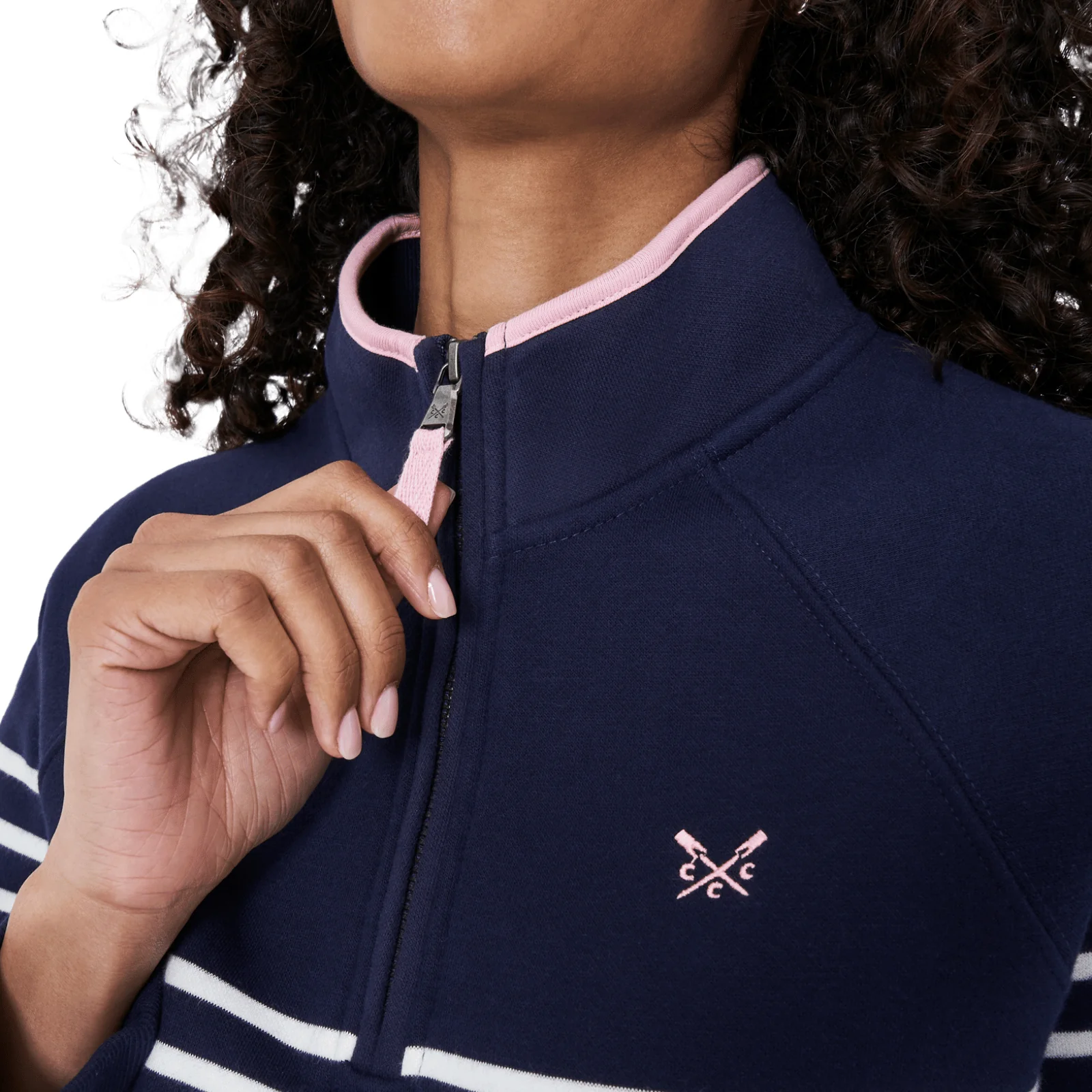 Crew Clothing Womens Half Zip Striped Sweatshirt - Image 3
