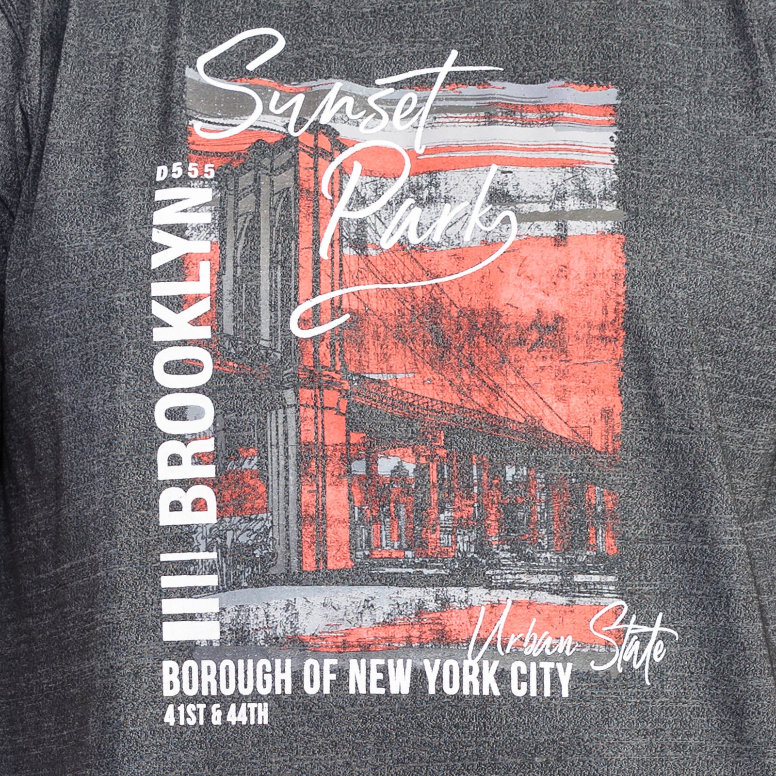 D555 Mens Bramfield Big & Tall Sunset Park Print T-Shirt - Black - Image 3
