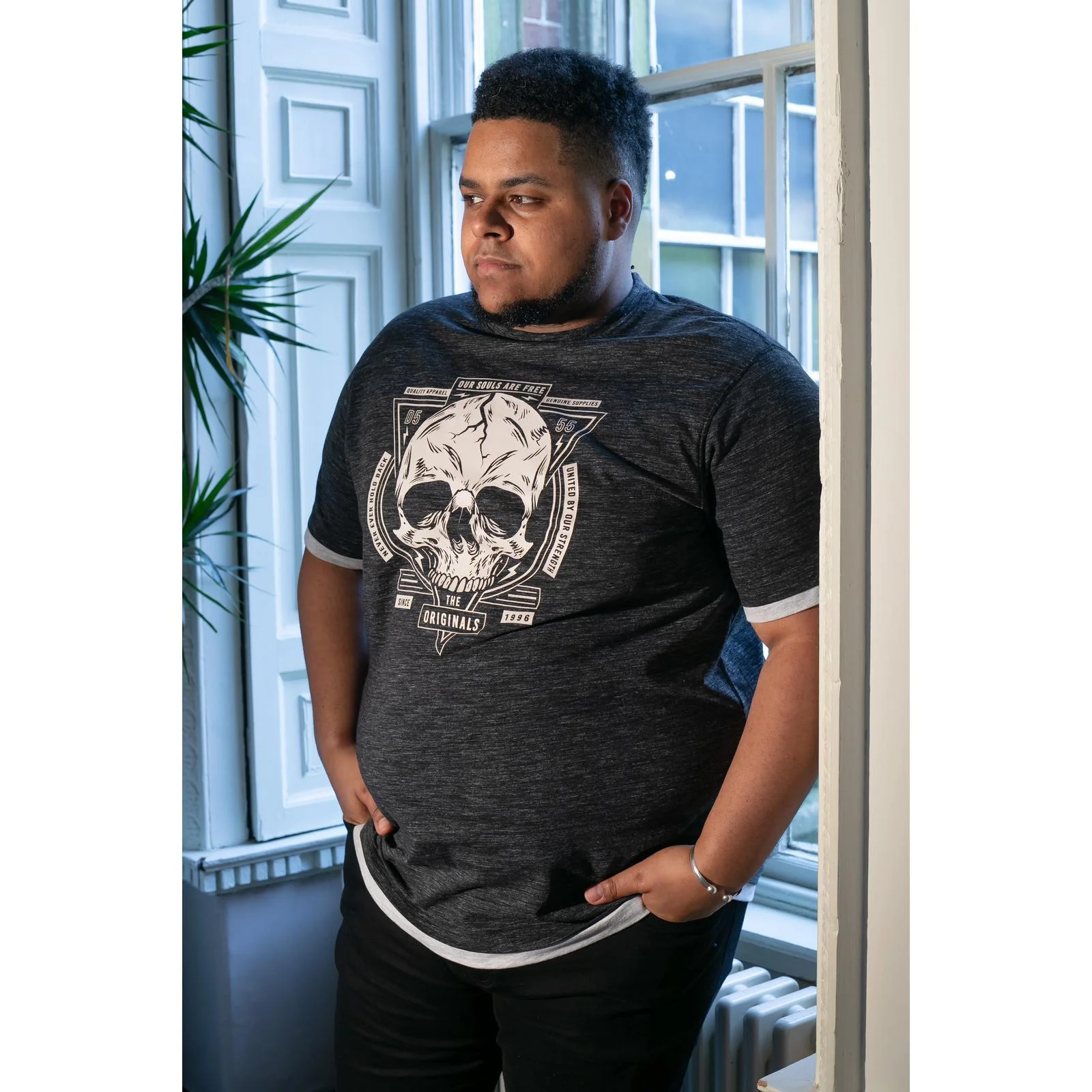 D555 Mens Darren Big & Tall Skull Printed T-Shirt - Image 4