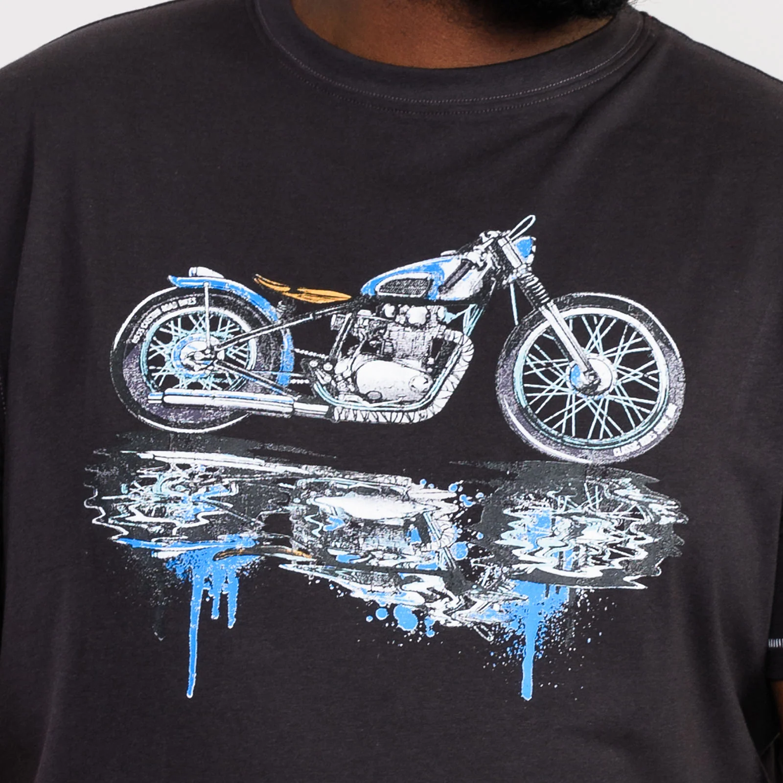 D555 Mens Fritton Big & Tall Motorbike Print T-Shirt - Black - Image 3