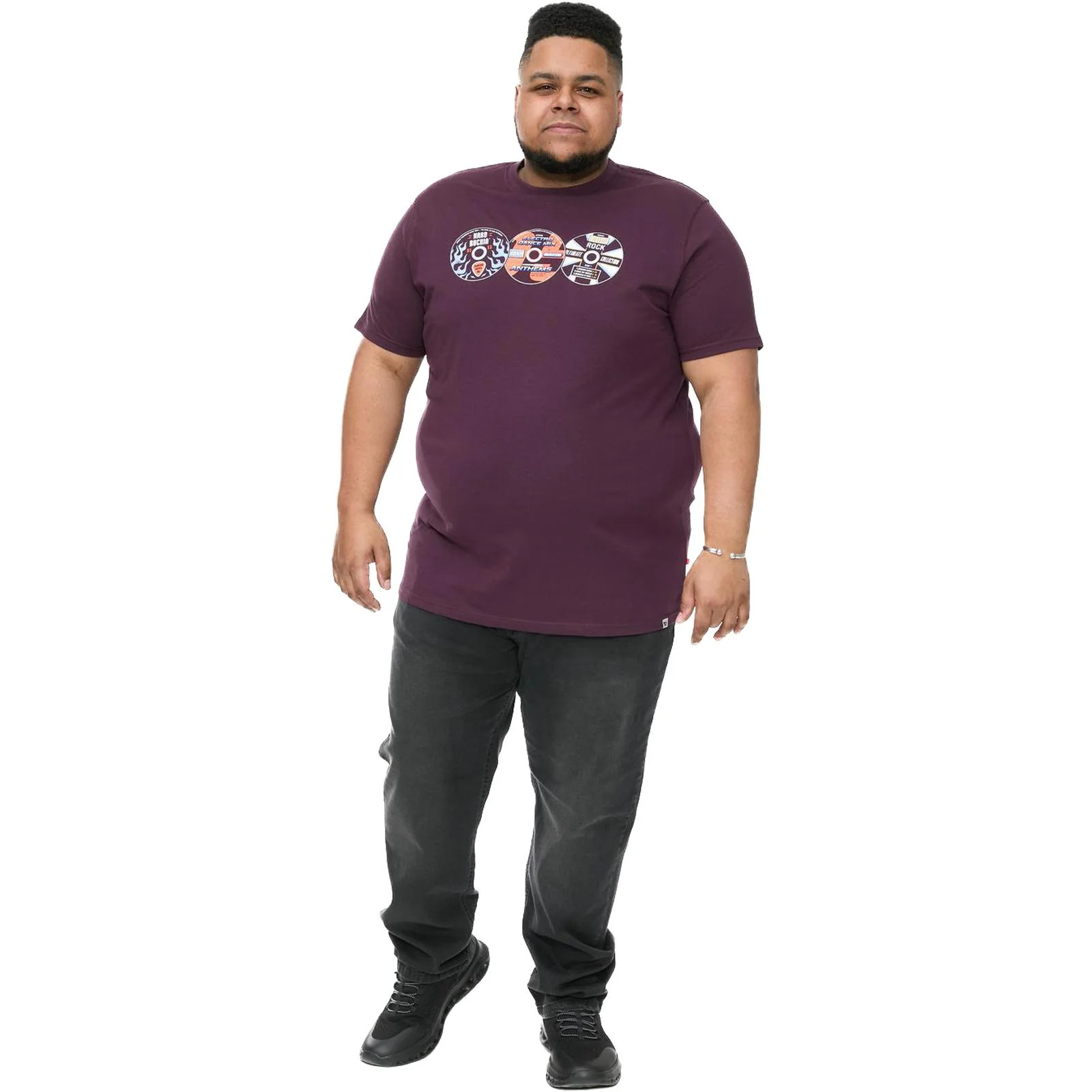 D555 Mens Gibbs Big & Tall Vintage CD's Print Short Sleeve T-Shirt - Image 3