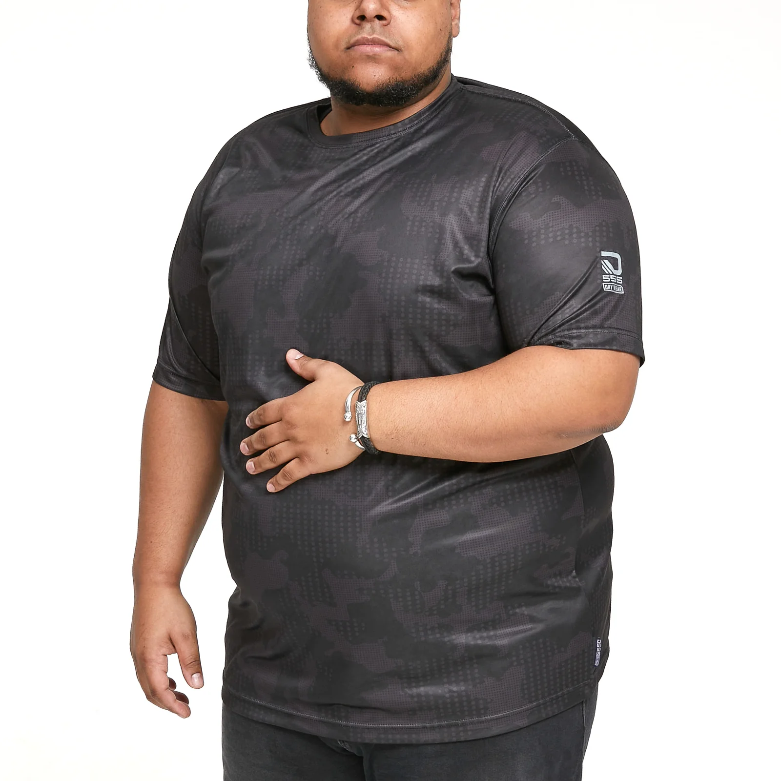 D555 Mens Hudson Big & Tall Dry Wear Crew Neck Activewear T-Shirt - Black - Image 4