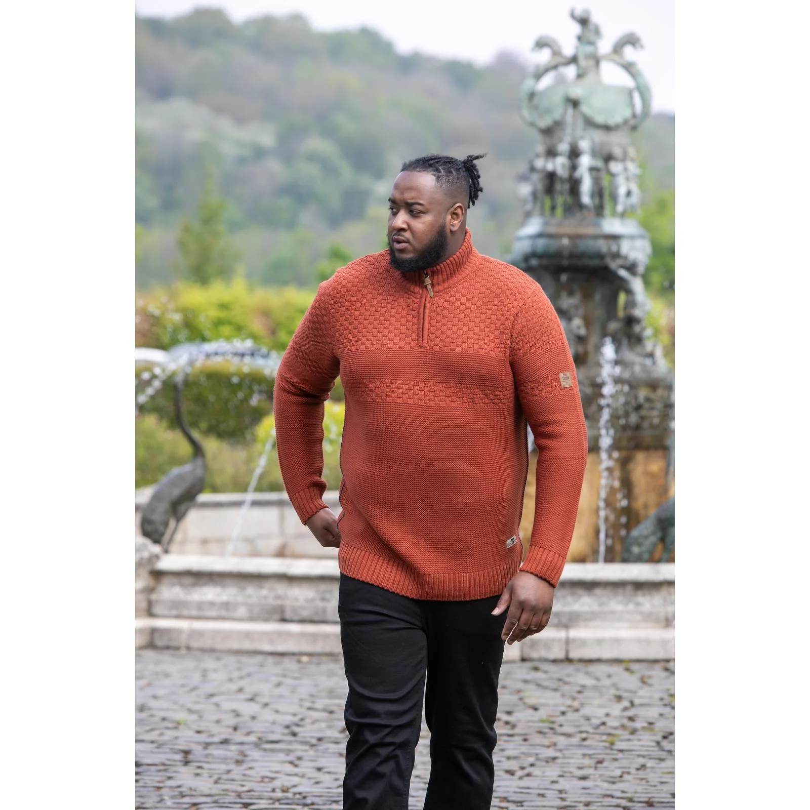 D555 Mens Kelton Big Tall Plus Size Half Zip Knitted Pullover Jumper - Image 4