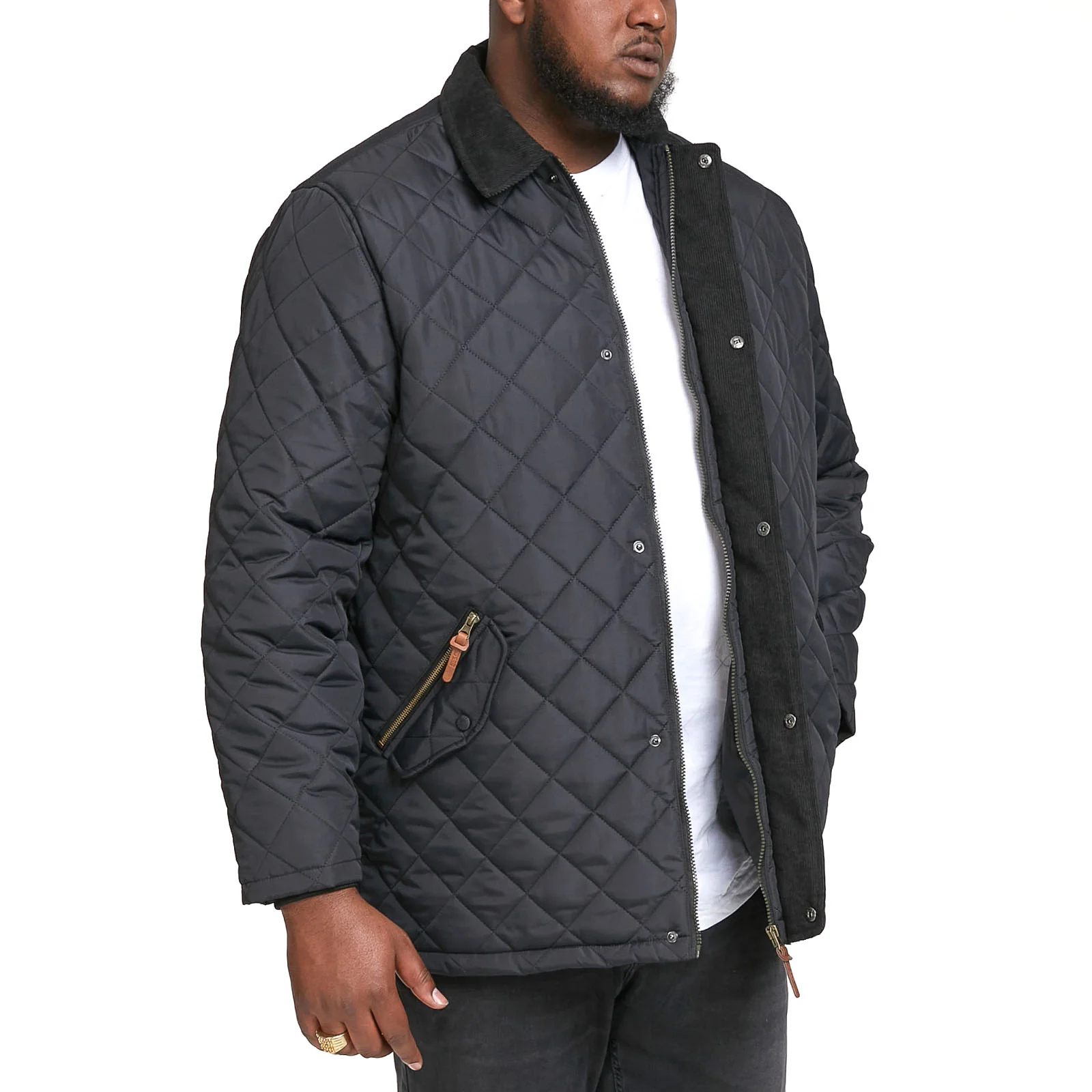 D555 Mens Matias Big & Tall Quilted Jacket - Black - Image 5