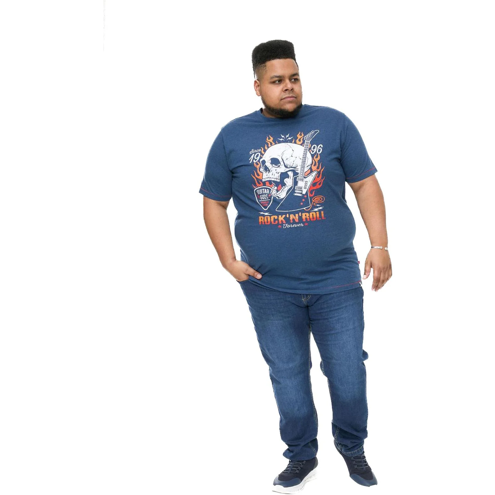 D555 Mens Neal Big & Tall Skull With Flames Print Short Sleeve T-Shirt - Image 5