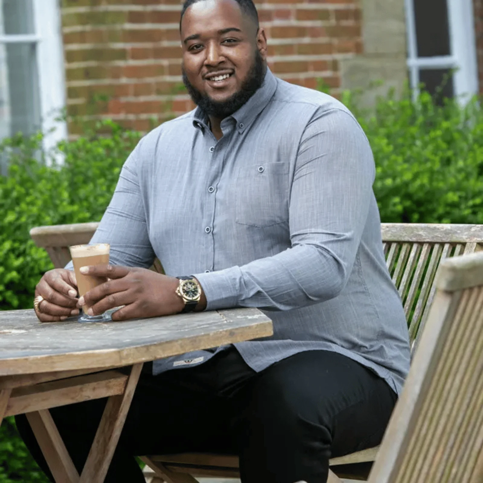 D555 Mens Radcliffe Big & Tall Cross Hatch With Pocket Long Sleeve Shirt - Image 4