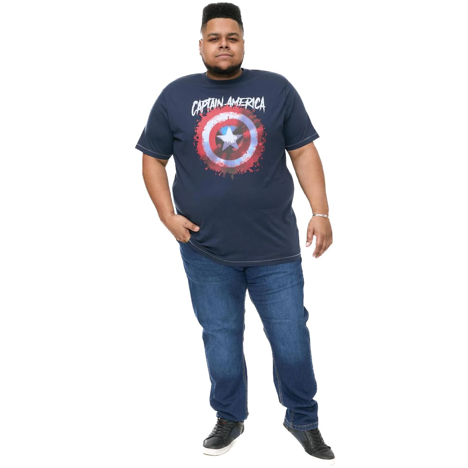 D555 Mens Rogers Big & Tall Official Captain America Print T-Shirt