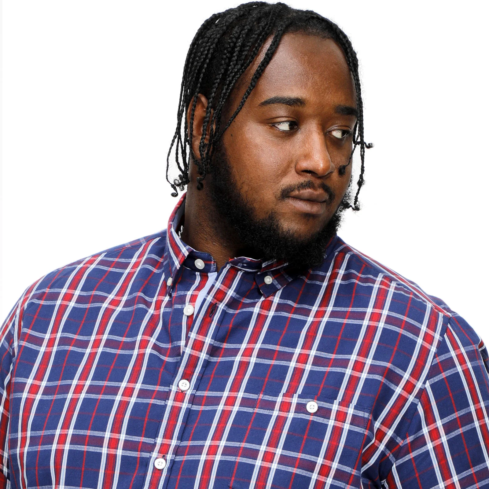 D555 Mens Royston Big & Tall Short Sleeve Check Shirt - Navy/Red Check - Image 4
