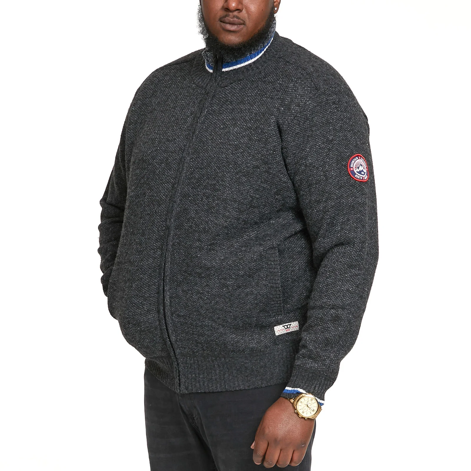 D555 Mens Salvatore Big & Tall Knitted Full Zip Jumper - Image 10