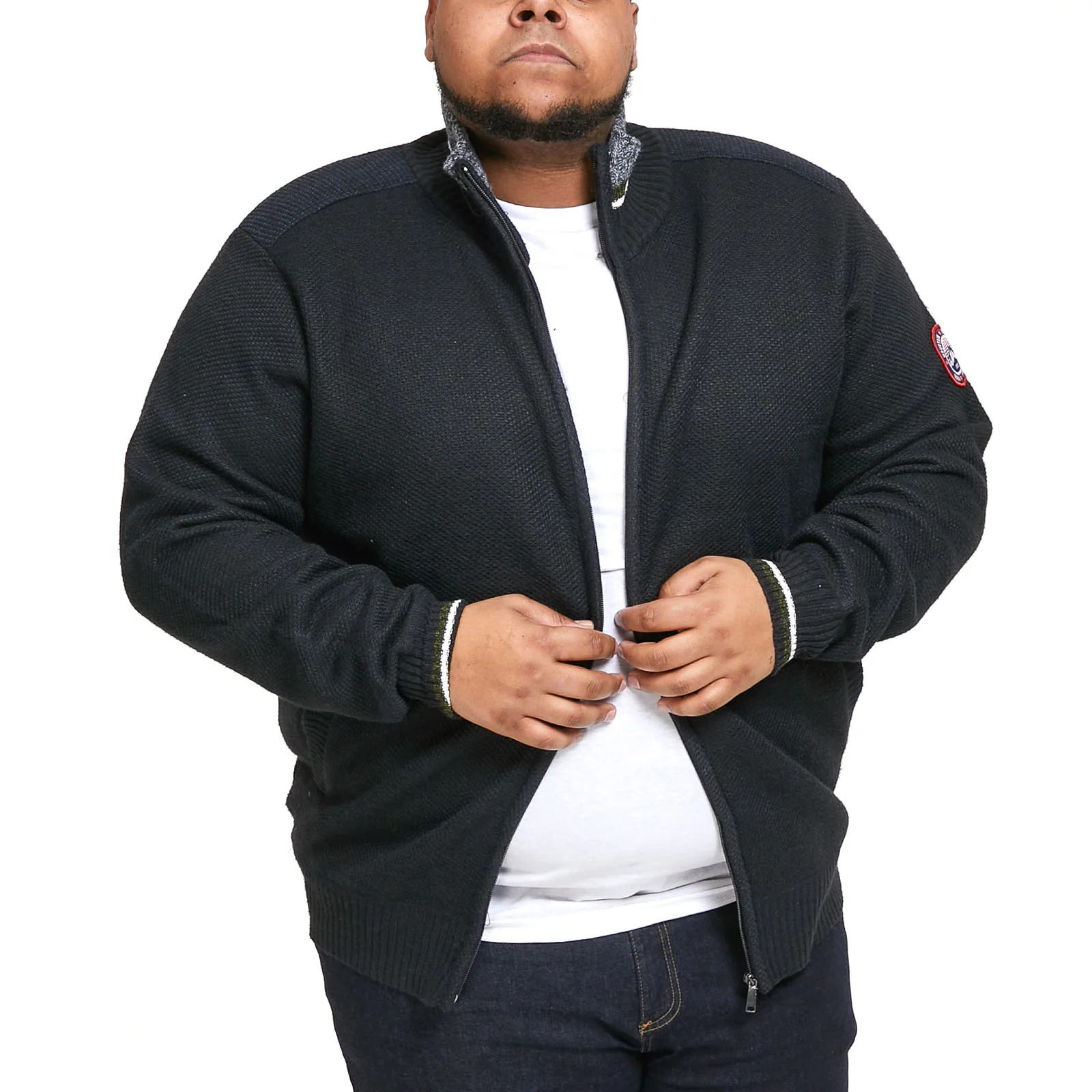D555 Mens Salvatore Big & Tall Knitted Full Zip Jumper - Image 11