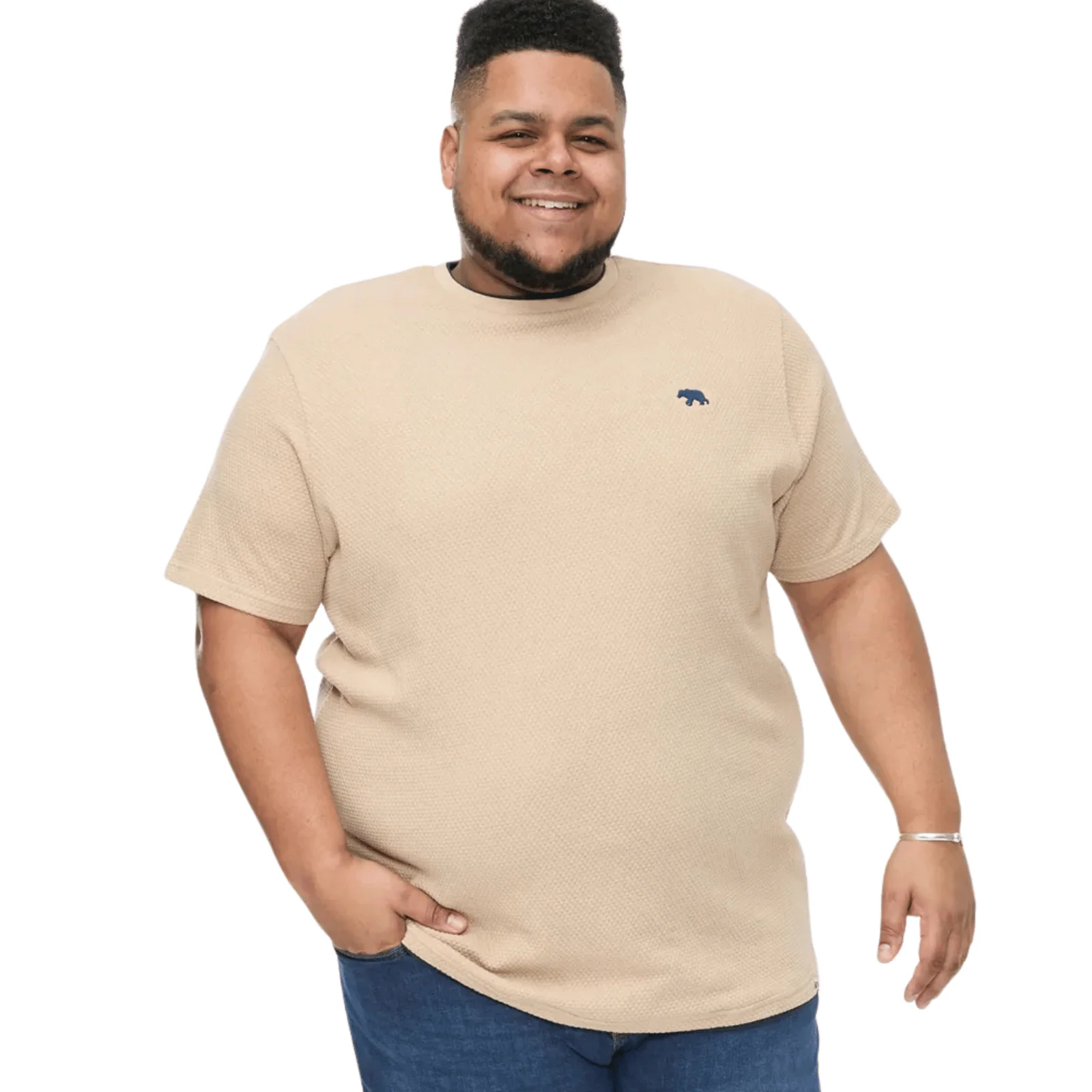 D555 Mens Sandford Big & Tall Short Sleeve Waffle Texture T-Shirt - Image 3