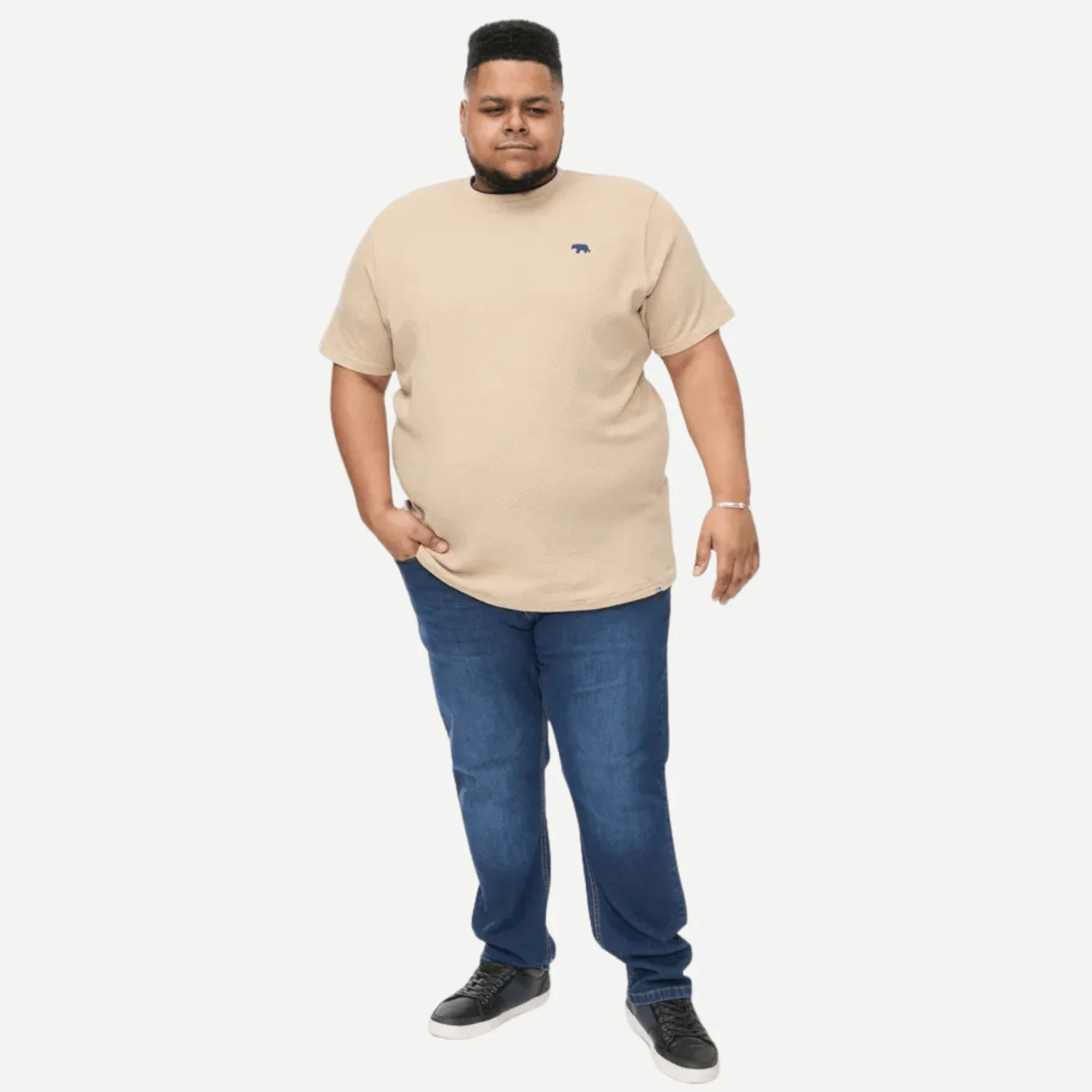 D555 Mens Sandford Big & Tall Short Sleeve Waffle Texture T-Shirt - Image 5