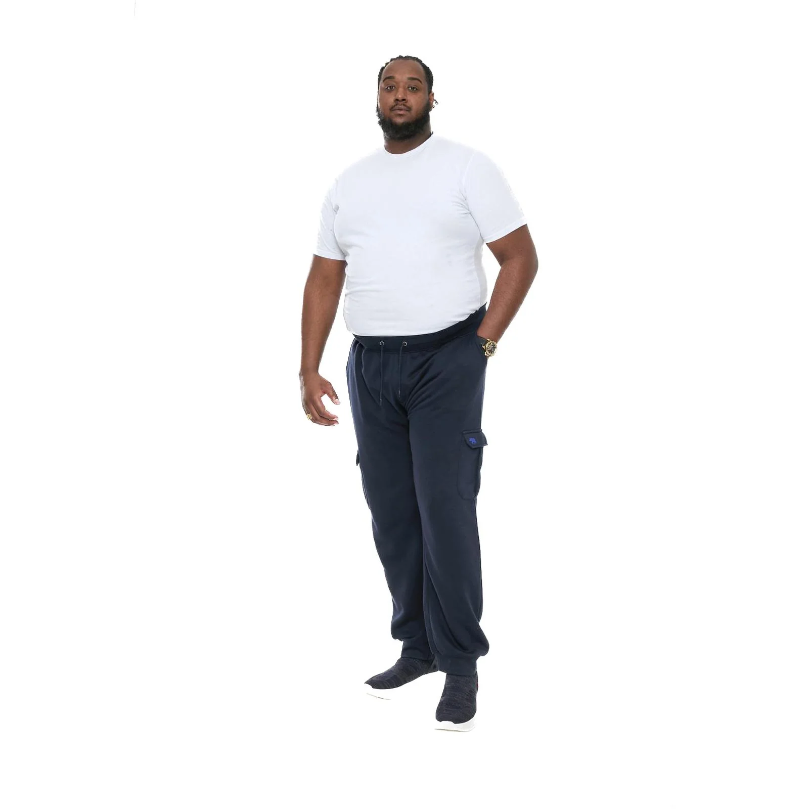 D555 Mens Tilden Big Tall Cargo Pocket Joggers - Navy - 8XL - Image 4