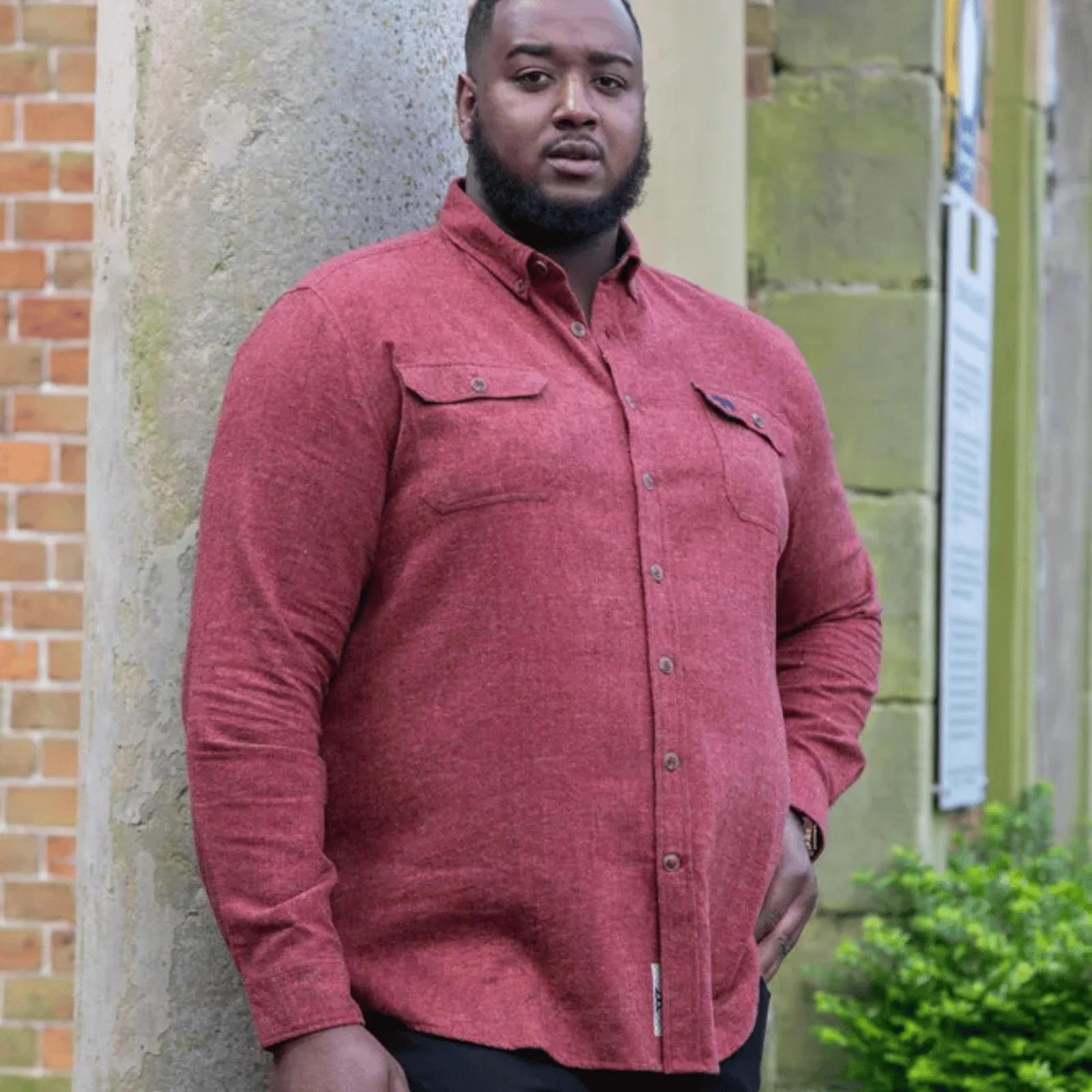 D555 Mens Tobias Big & Tall Long Sleeve Textured Two Patch Pocket Shirt - Image 5
