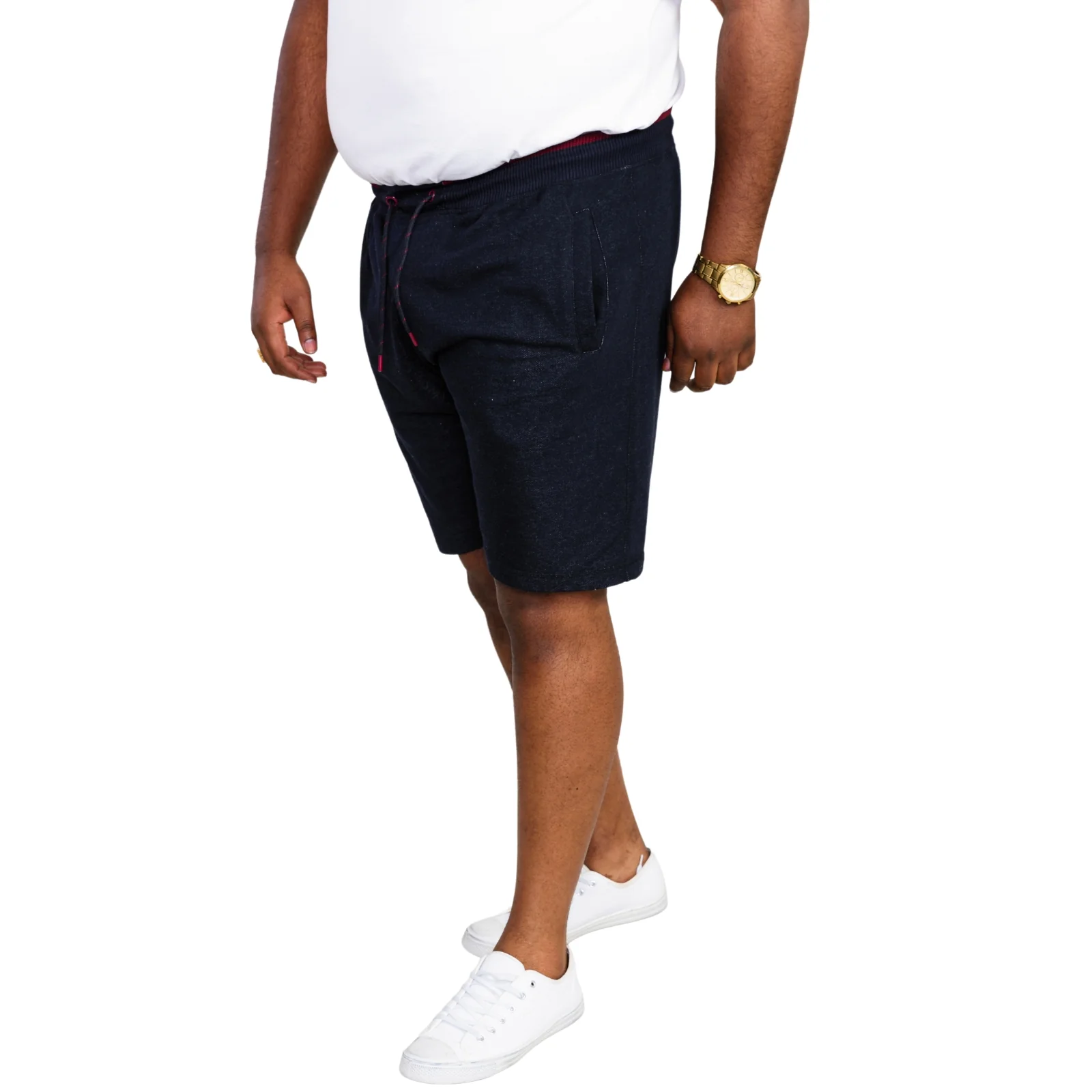 D555 Mens Tunstall Big & Tall Elasticated Sweatshorts - Denim Marl - Image 3