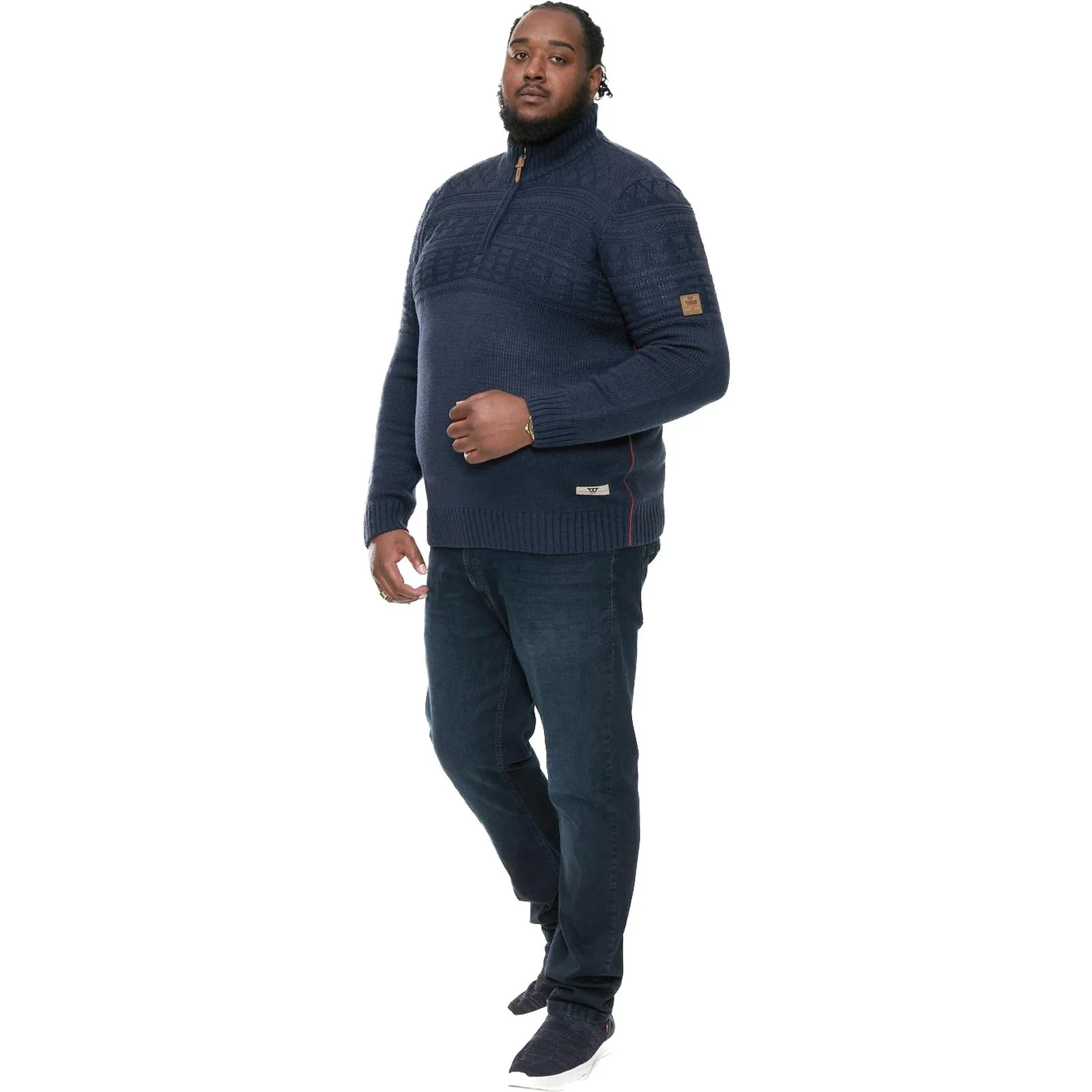 D555 Mens Yates Big Tall Plus Size Half Zip Knitted Pullover Jumper - Image 3