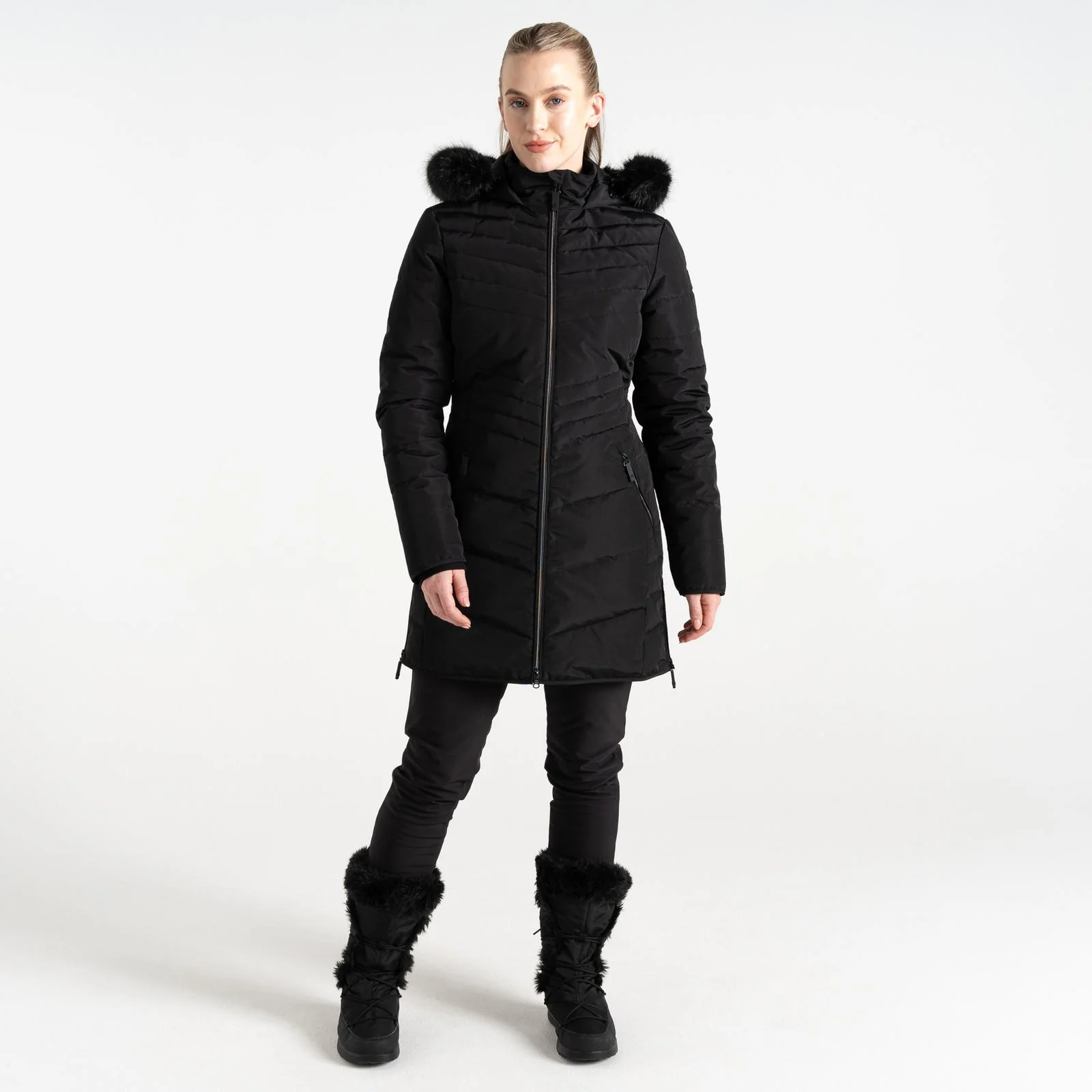 Dare 2b Womens Striking IV Faux Hood Waterproof Longline Jacket - Image 5