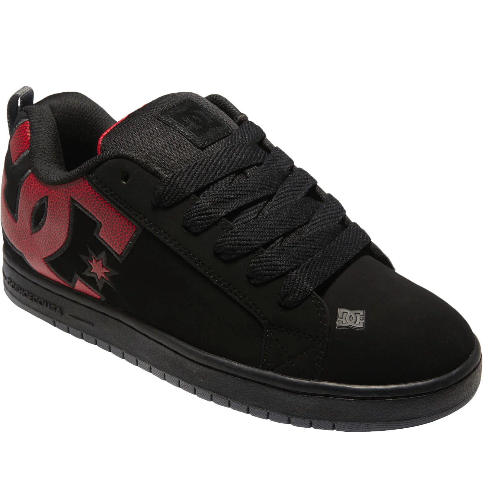 DC Shoes Mens Court Graffik Leather Trainers - Black/Red