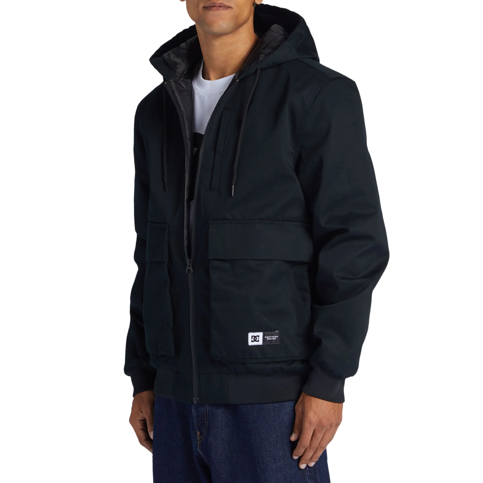 DC Shoes Mens Ecalate Padded Hooded Multi Pocket Workwear Jacket - Black - Image 3