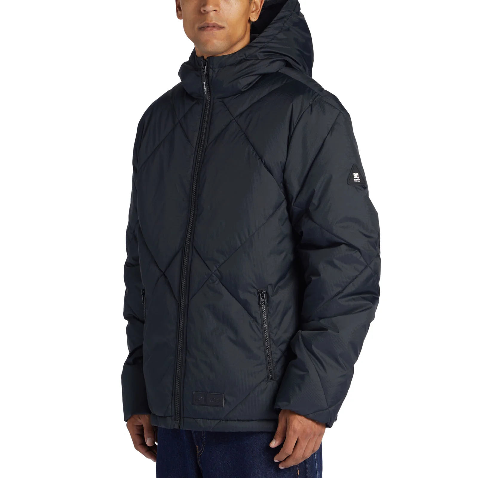 DC Shoes Mens Passage Hooded Padded Puffer Jacket - Black - Image 3