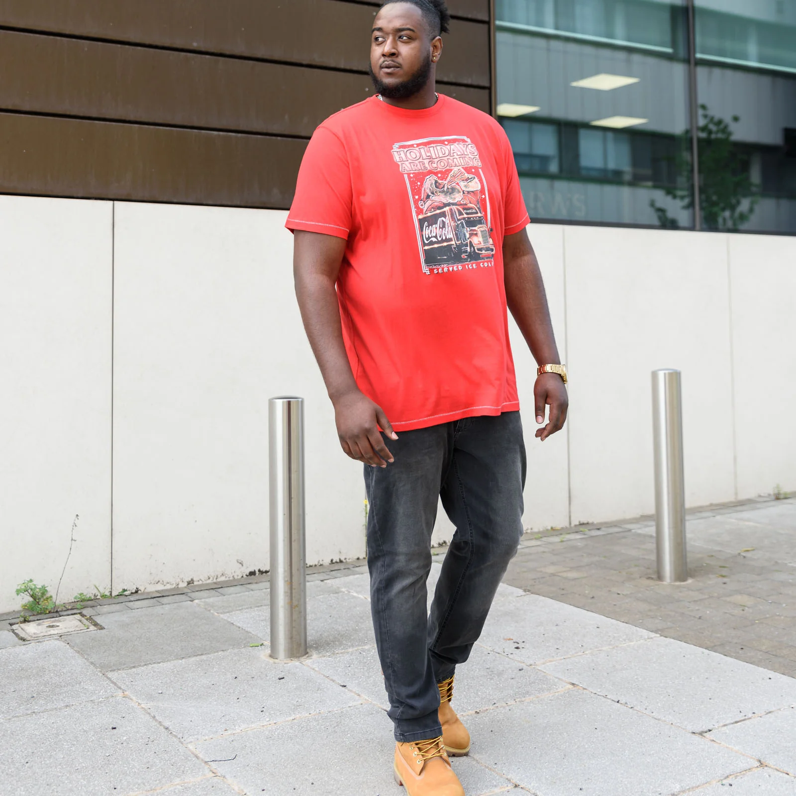 Duke D555 Mens Dalton Big & Tall Coca-Cola Christmas T-Shirt - Red - Image 3