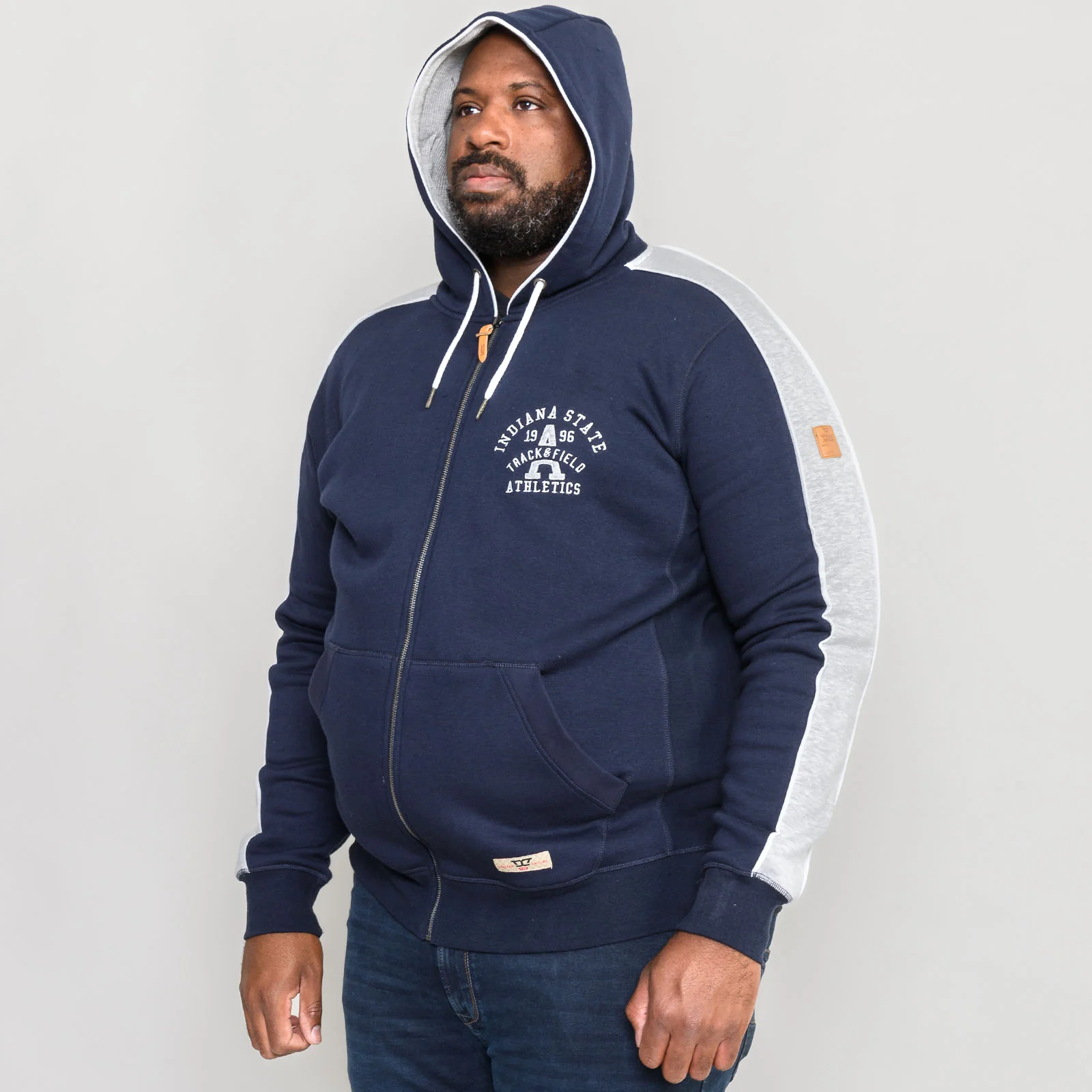 D555 Mens Eaton Big & Tall Full Zip Hooded Jacket - Navy - Image 2