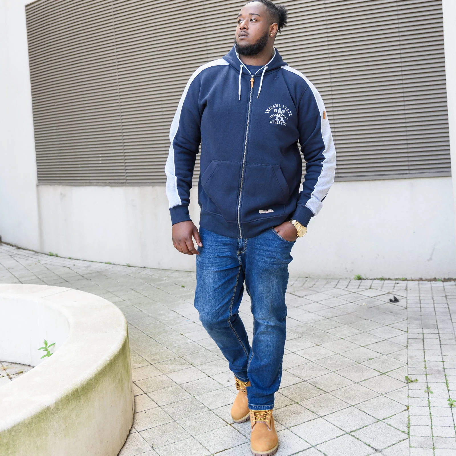D555 Mens Eaton Big & Tall Full Zip Hooded Jacket - Navy - Image 3
