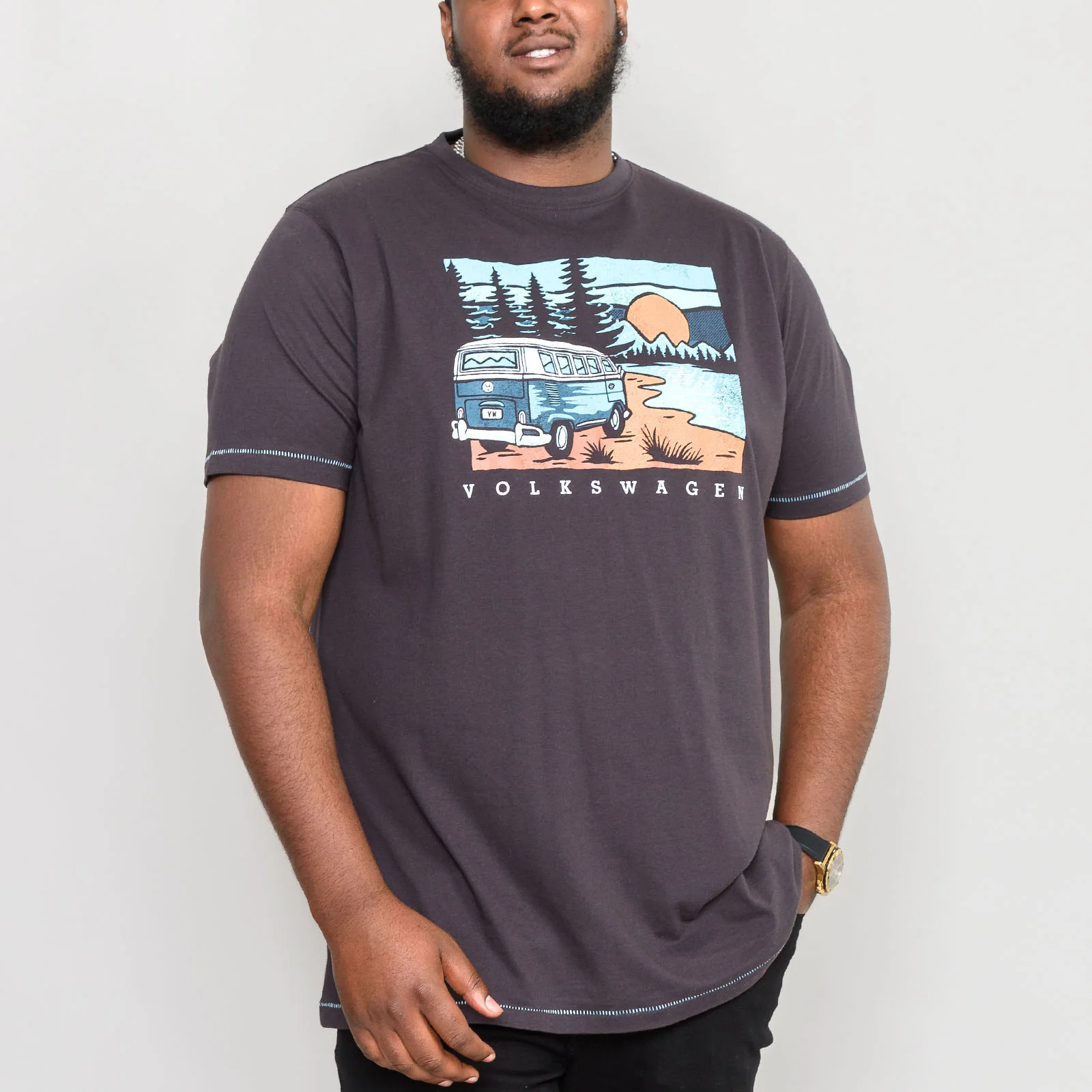 Duke D555 Mens Finchley Official VW Camper Big & Tall T-Shirt - Black - Image 2