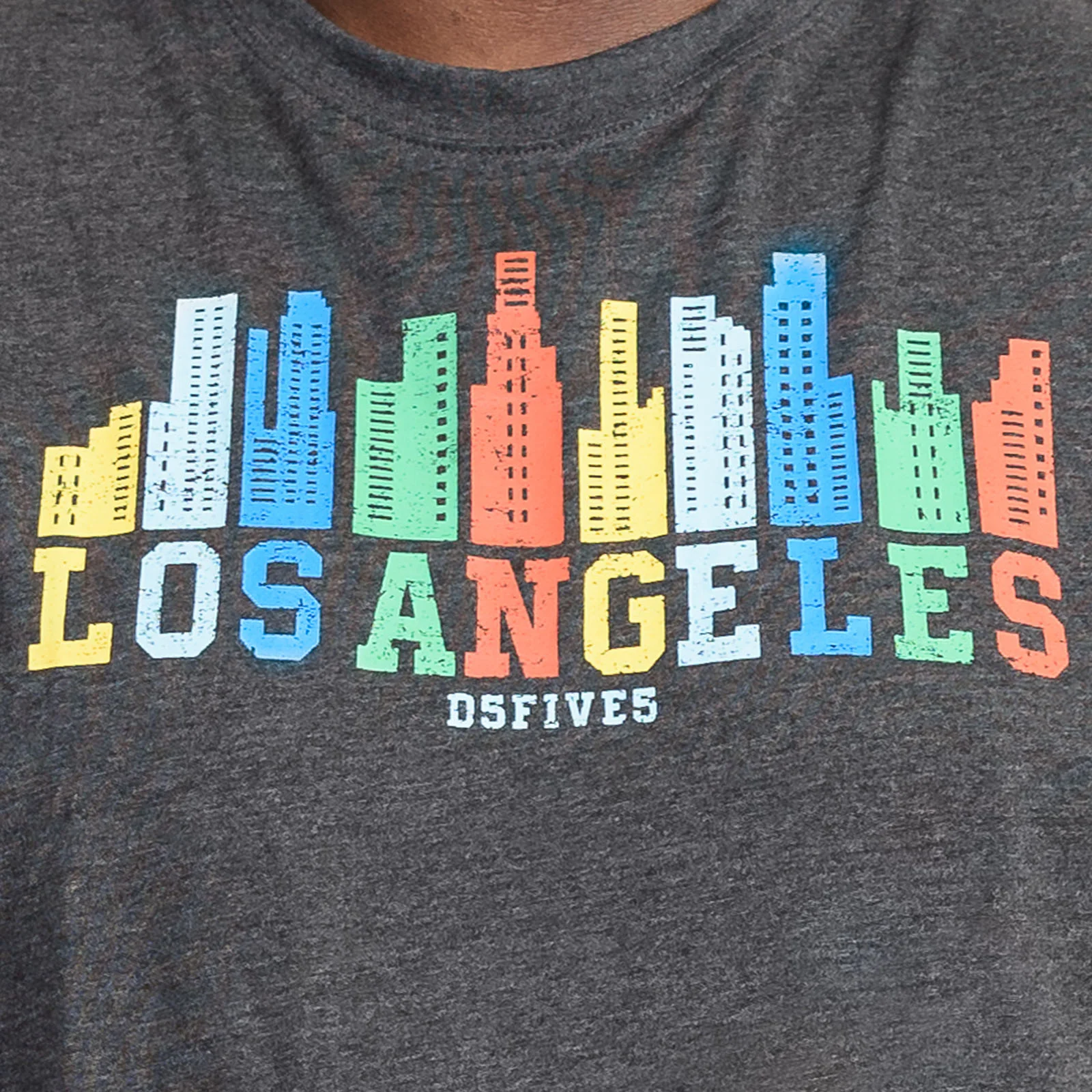 Duke D555 Mens Hemford Big & Tall Los Angeles Skyline T-Shirt - Grey - Image 2
